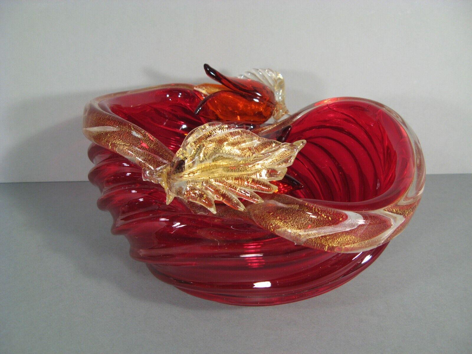 Français Bol décoratif en verre de Murano à motifs floraux, années 1960 - 1Y145