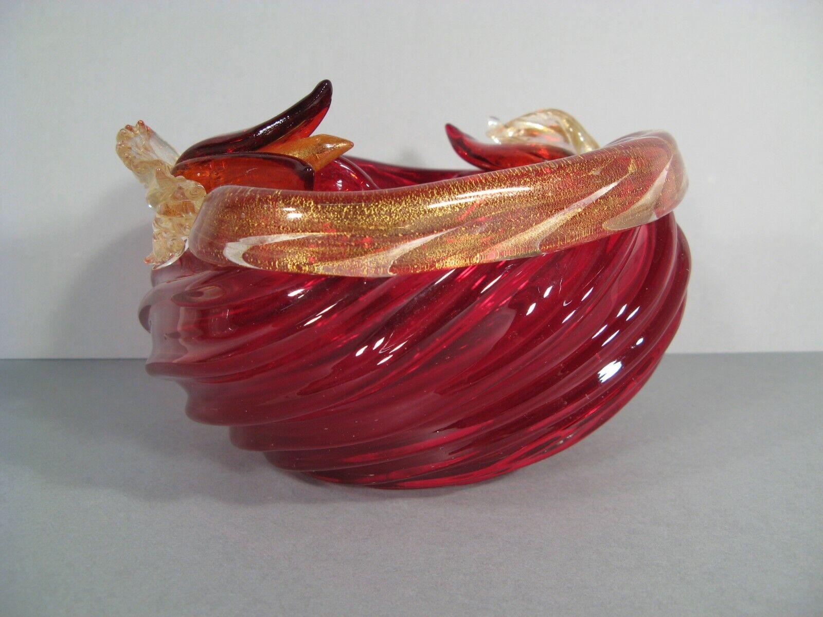 Bol décoratif en verre de Murano à motifs floraux, années 1960 - 1Y145 Bon état à Bordeaux, FR