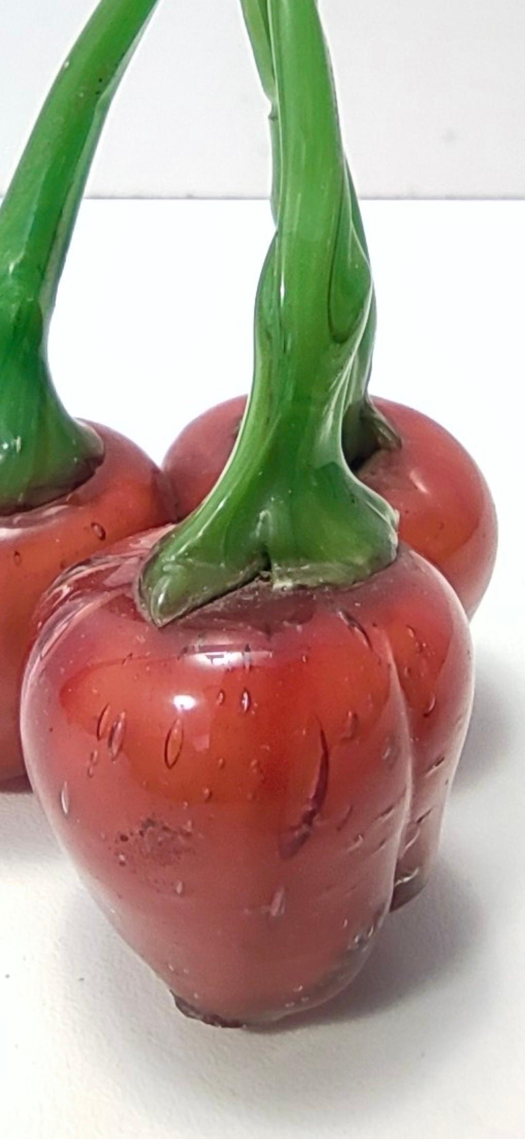 Vintage Murano Glass Decorative Item of Cherries by Martinuzzi for Venini, Italy For Sale 3