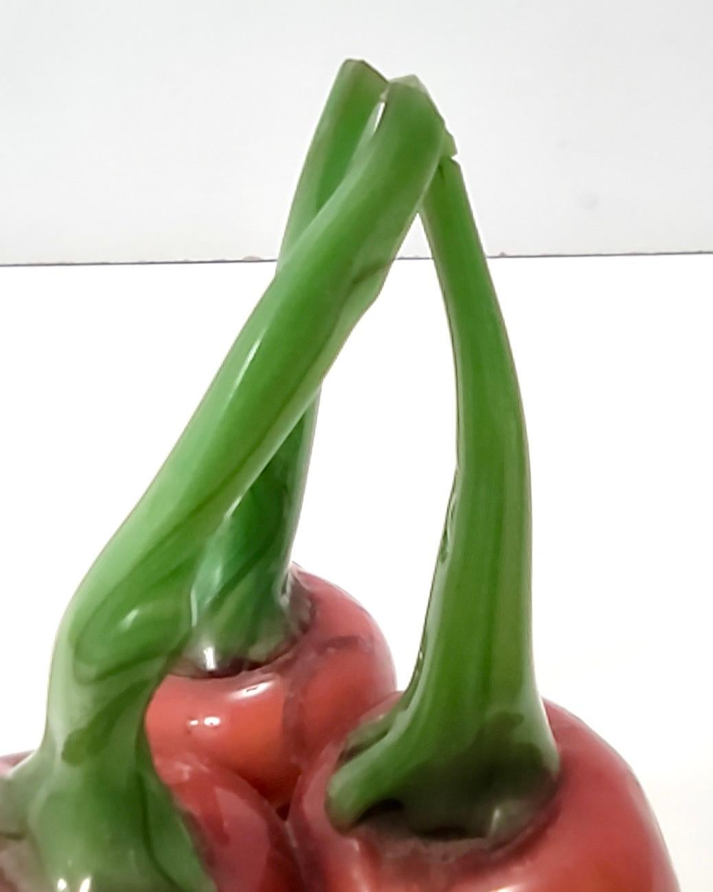 Mid-20th Century Vintage Murano Glass Decorative Item of Cherries by Martinuzzi for Venini, Italy For Sale