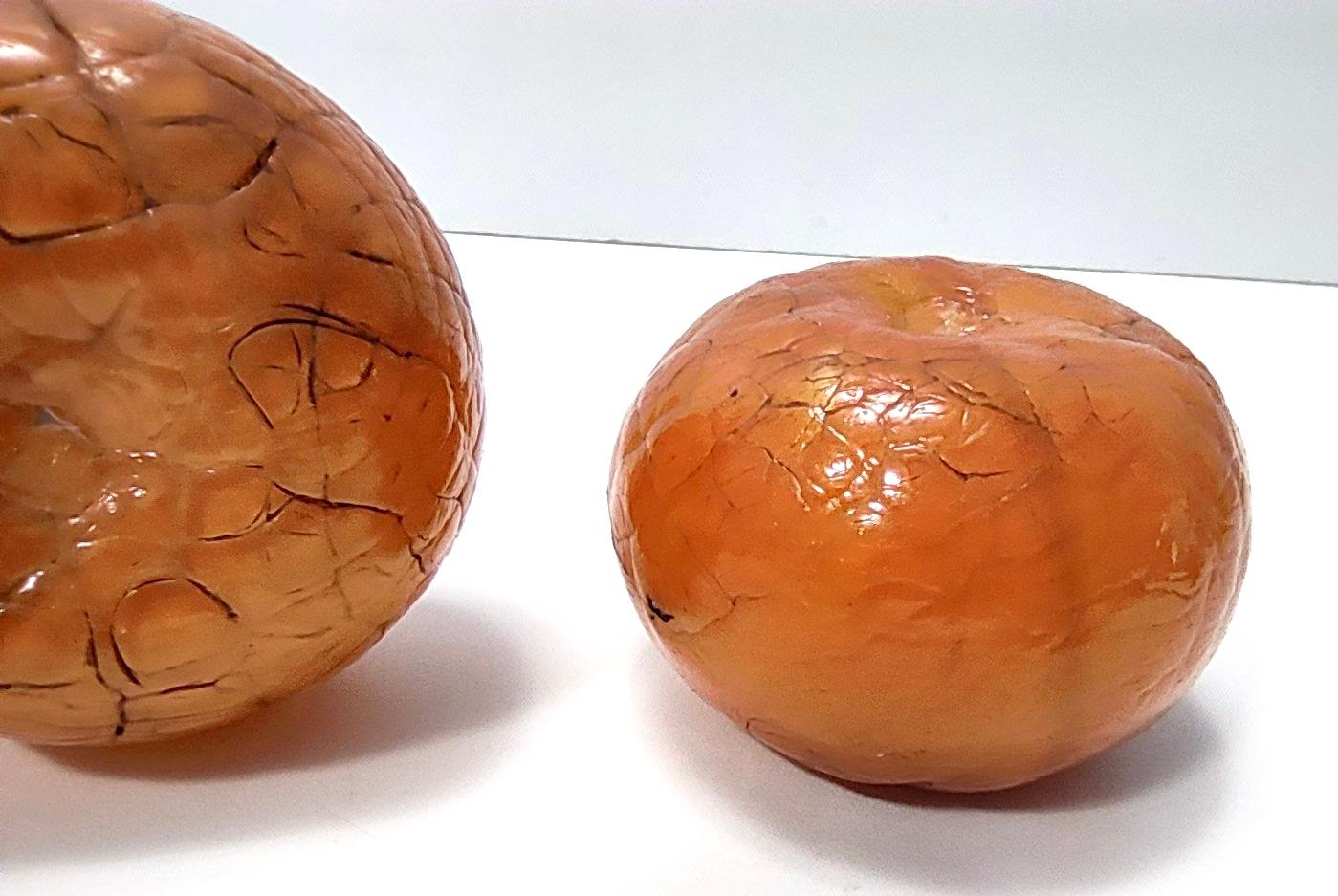 Vintage Murano Glass Decorative Set of Three Tangerines by Martinuzzi for Venini For Sale 2