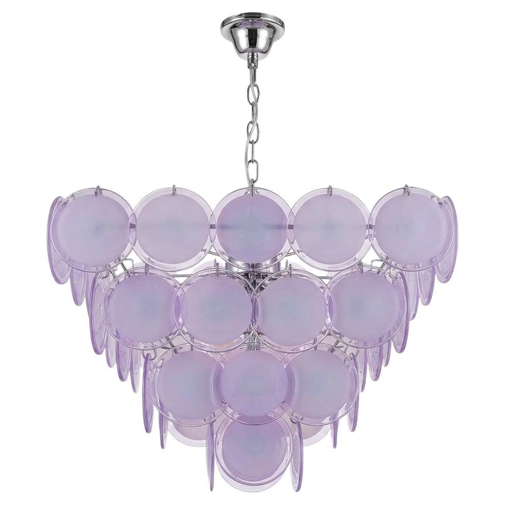 Vintage Murano Glass Disc Chandelier in Lavender, 1970s