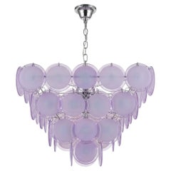 Vintage Murano Glass Disc Chandelier in Lavender, 1970s