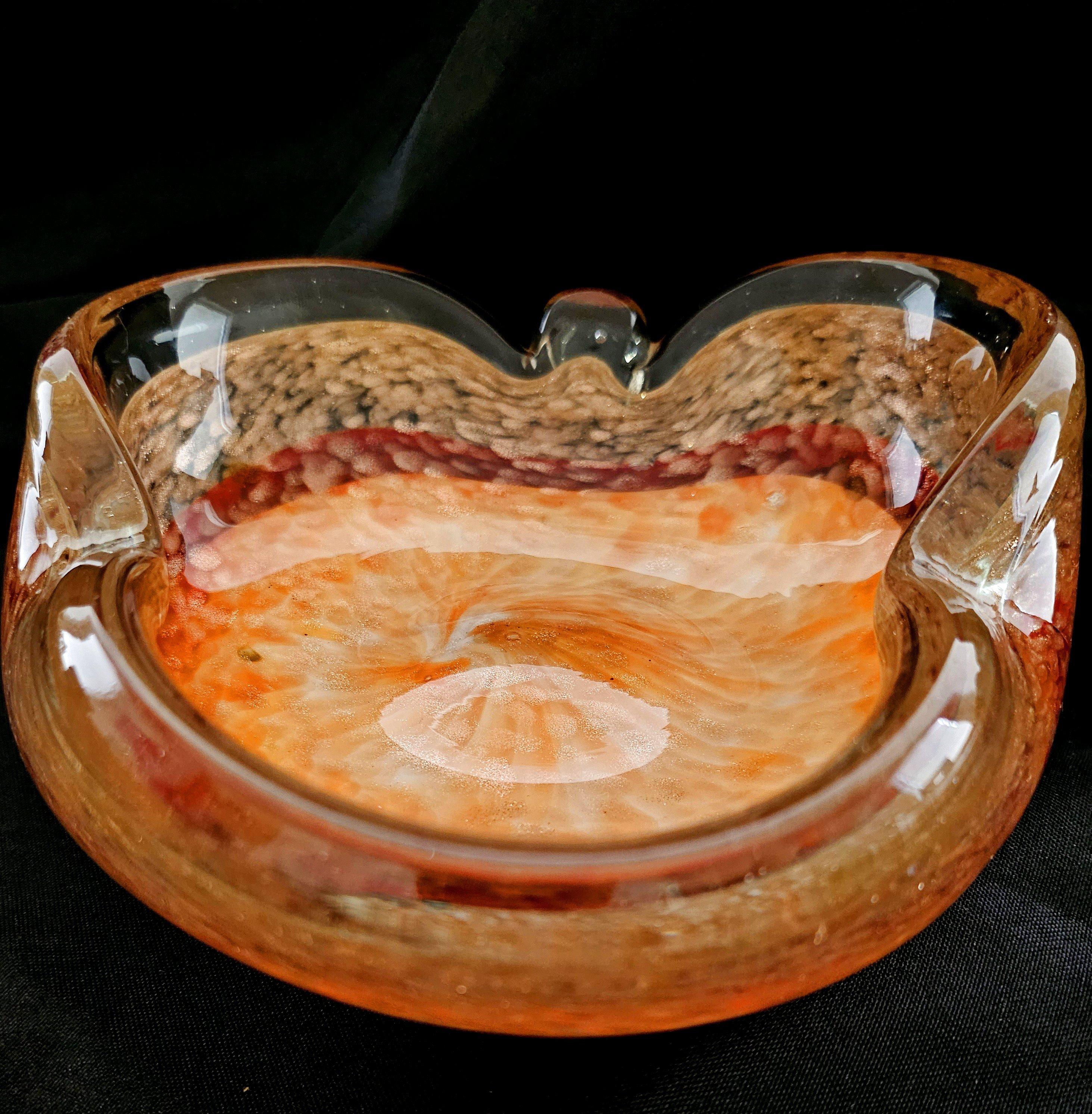 Mid-Century Modern Vintage Murano Glass Dish / Bowl with Gold Fleck For Sale