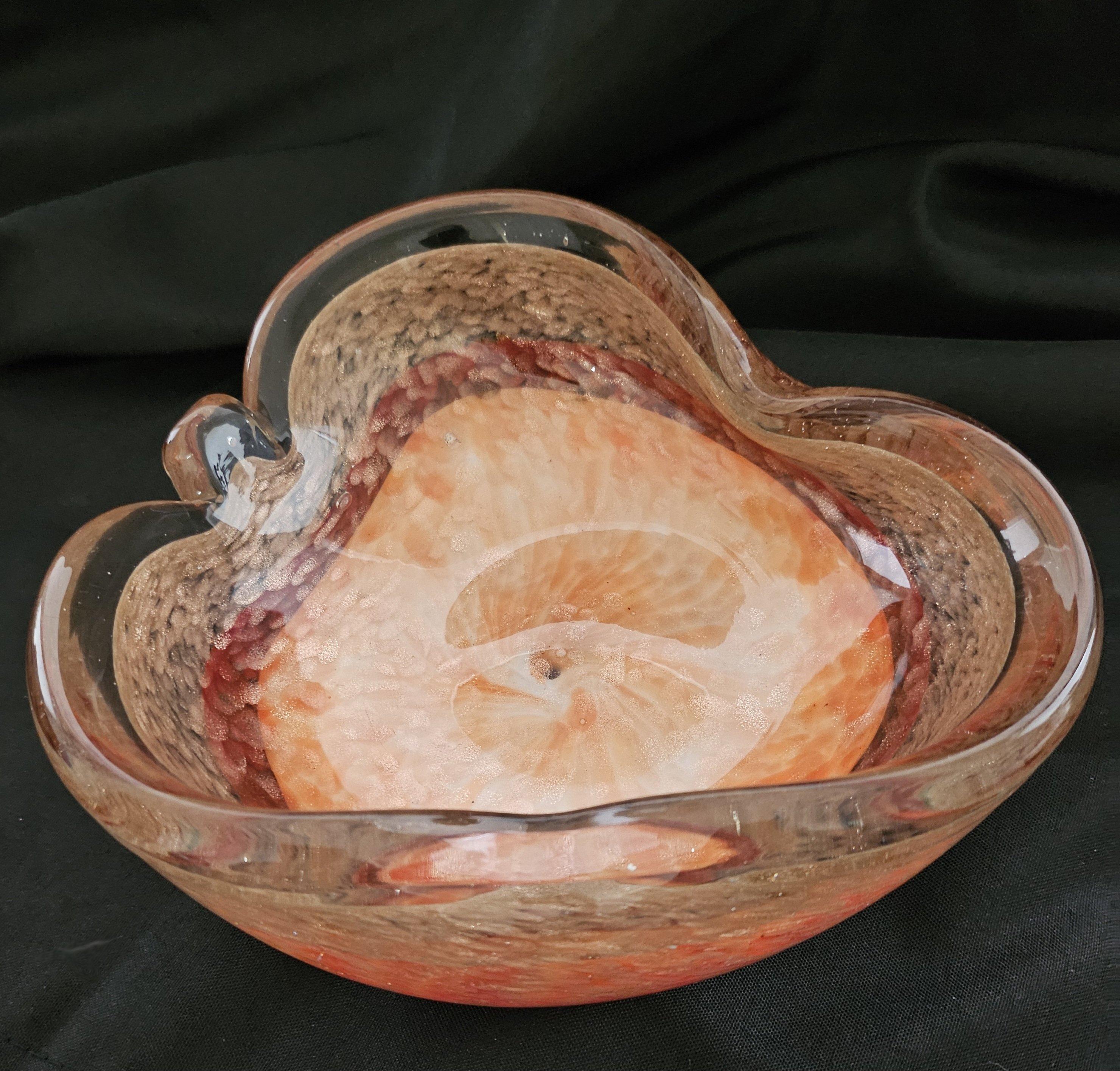 italien Plat / bol MCM en verre de Murano avec mouchetures d'or ou cuivre en aventurine - VENTE en vente