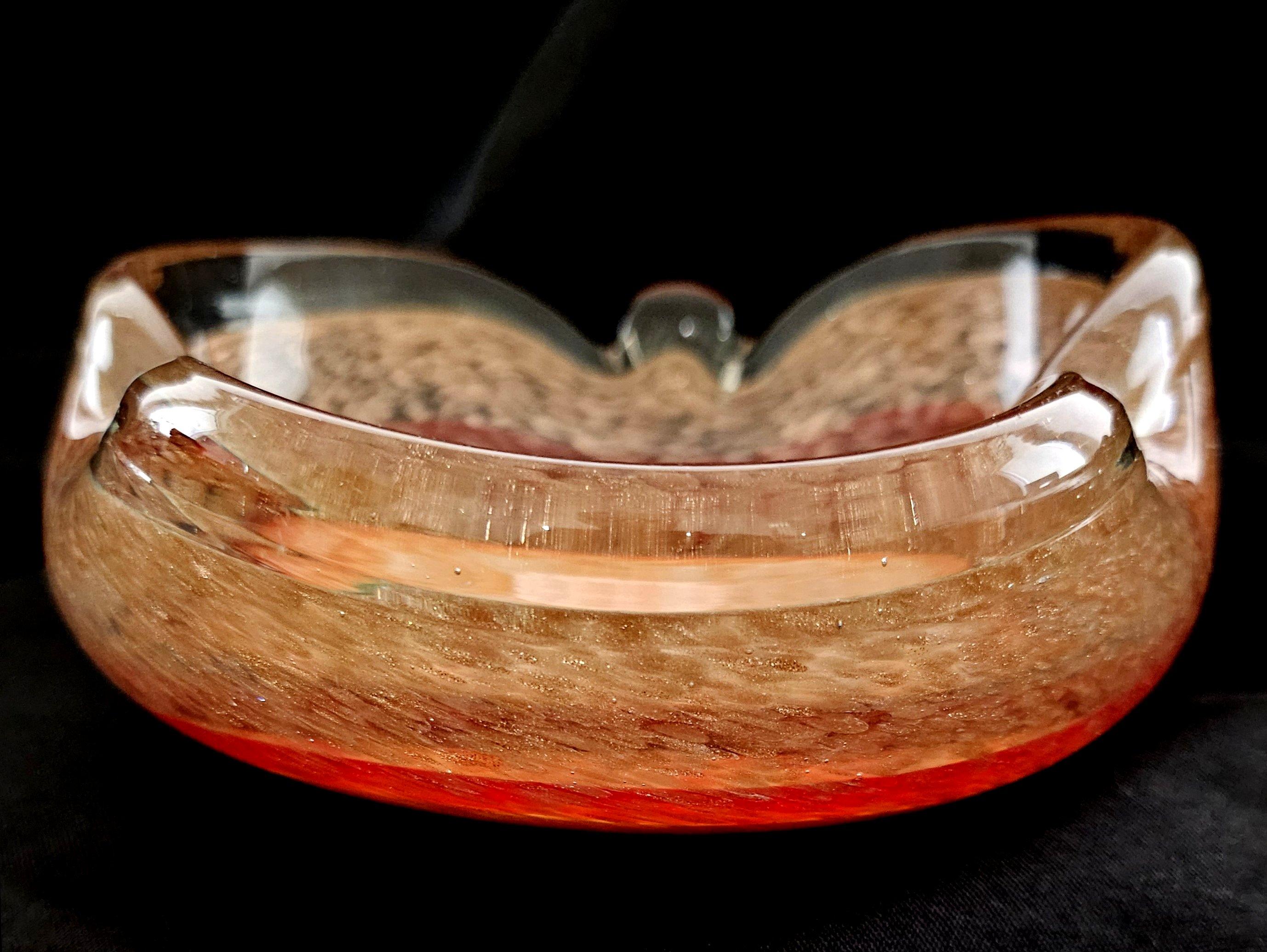 Autre Plat / bol MCM en verre de Murano avec mouchetures d'or ou cuivre en aventurine - VENTE en vente