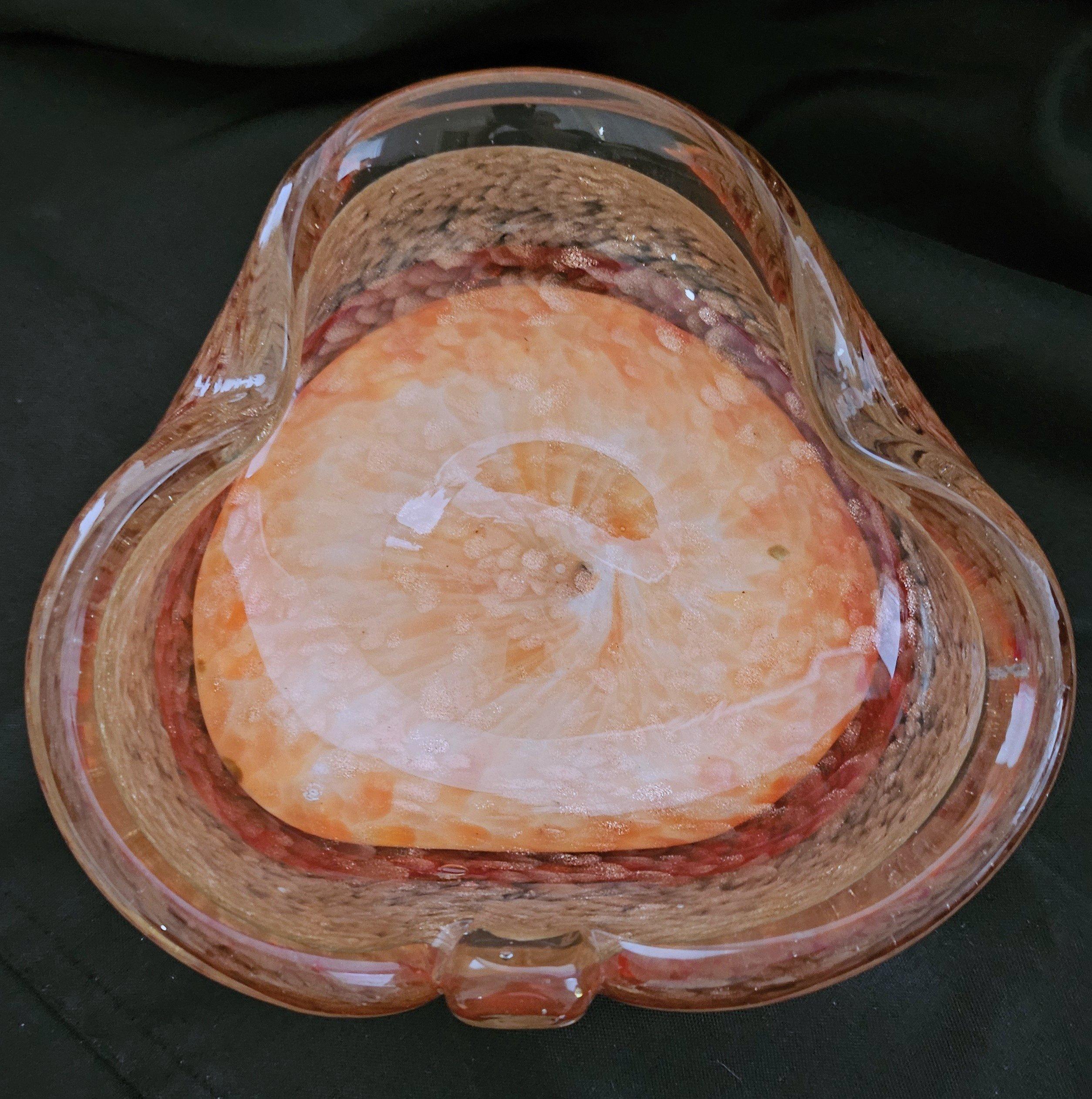 20ième siècle Plat / bol MCM en verre de Murano avec mouchetures d'or ou cuivre en aventurine - VENTE en vente