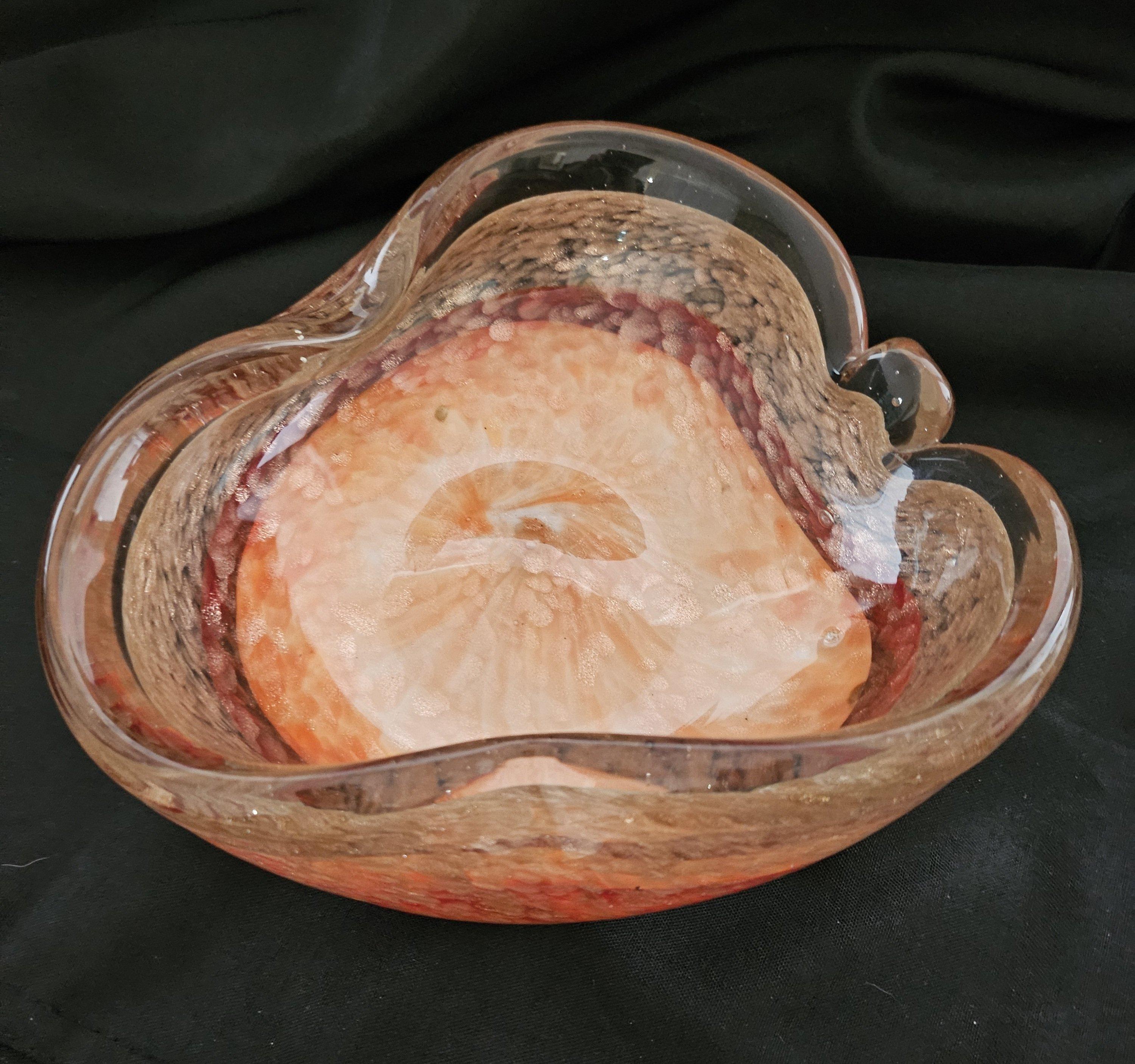 Plat / bol MCM en verre de Murano avec mouchetures d'or ou cuivre en aventurine - VENTE en vente 1