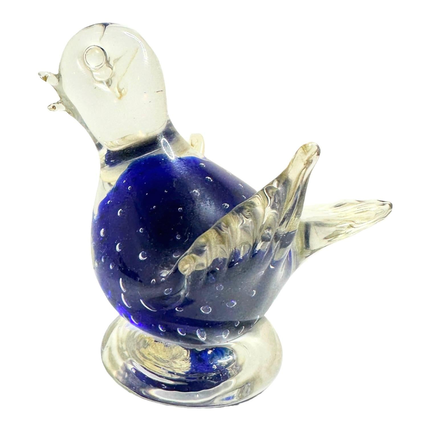 Modern Vintage Murano Glass Dove Bird Paperweight, Italy 1960s For Sale