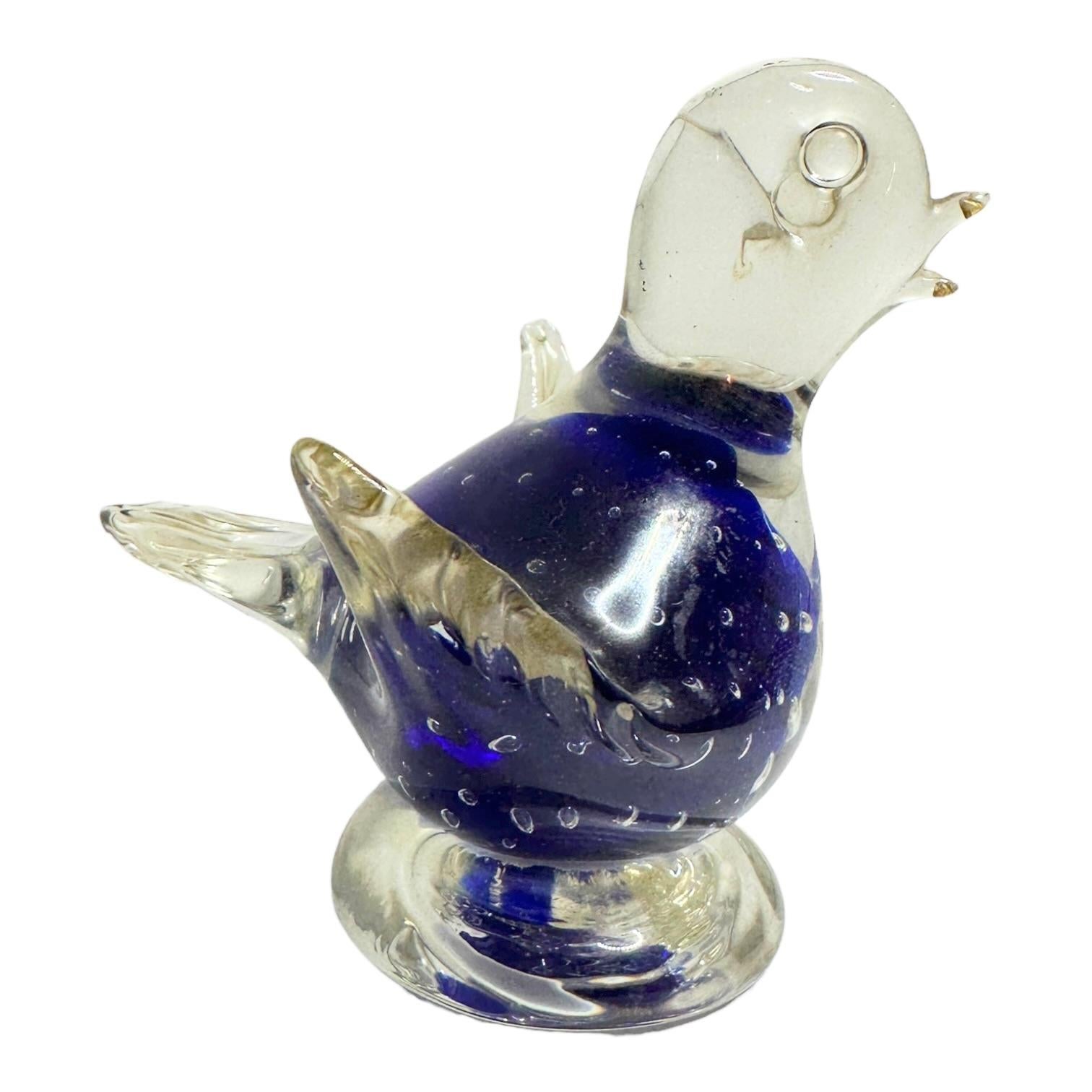 Hand-Crafted Vintage Murano Glass Dove Bird Paperweight, Italy 1960s For Sale