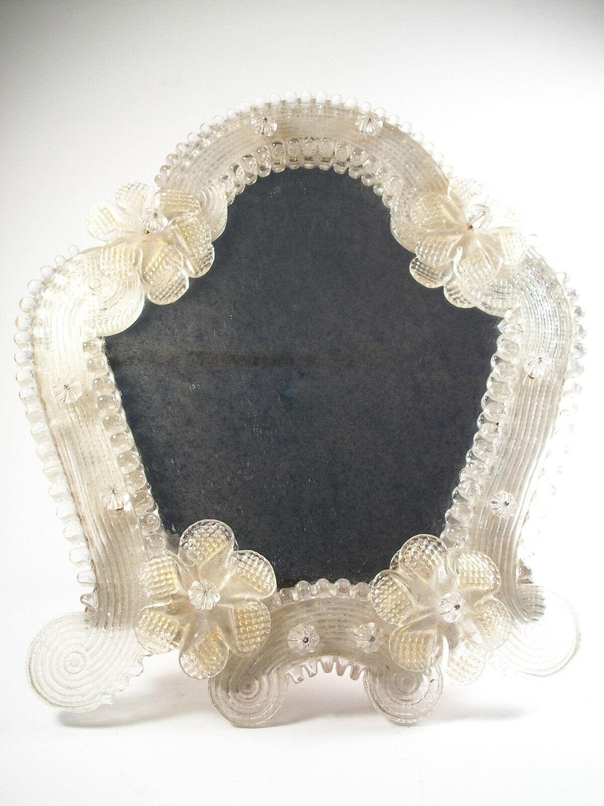Italian Vintage Murano Glass Dressing Table/Vanity Mirror, Italy, Mid 20th Century For Sale
