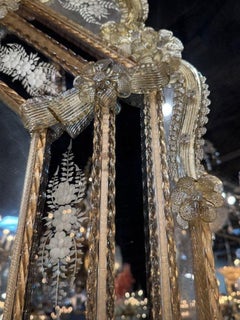 Vintage Murano Glass Etched Mirror