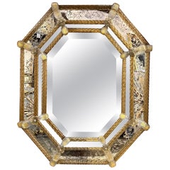 Vintage Murano Glass Etched Mirror