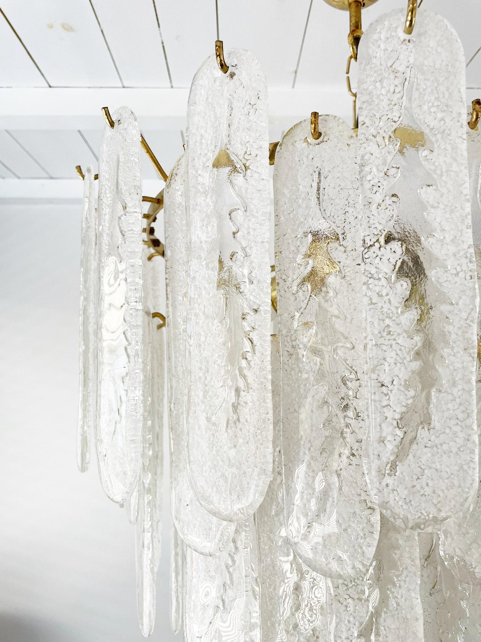 Hollywood Regency Vintage Murano Glass Feather Chandelier, 1970s