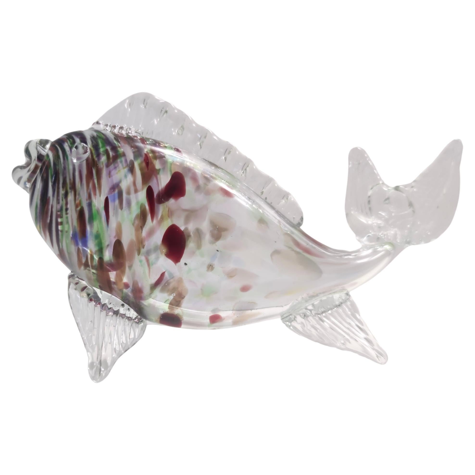 Vintage Murano Glass Fish Decorative Figurine by Fratelli Toso, Italy For Sale
