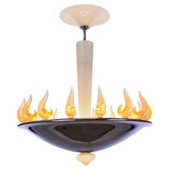 Vintage Murano Glass Flame Chandelier in the manner of Barovier & Toso 1950s