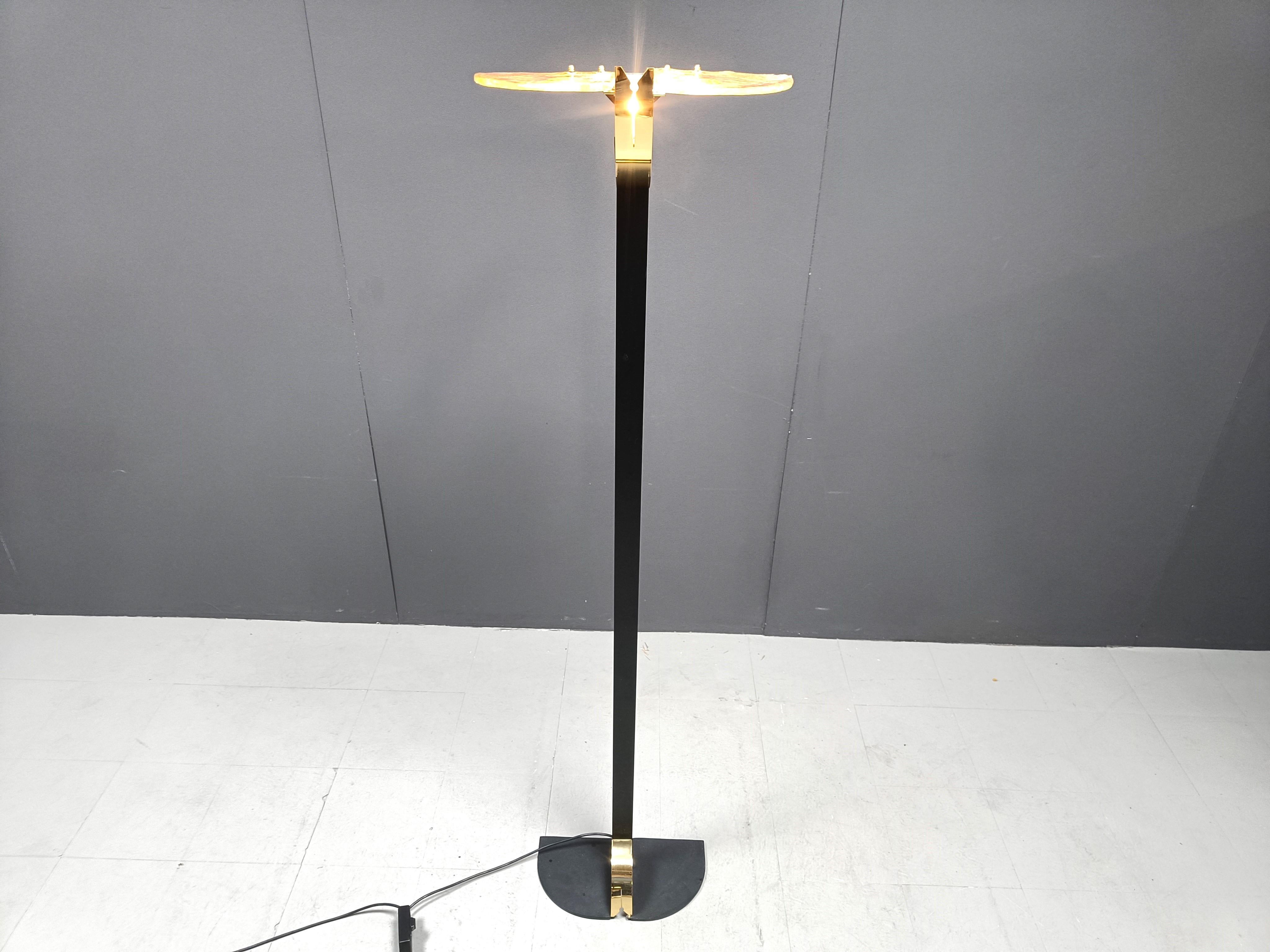 Metal Vintage murano glass floor lamp, 1980s For Sale