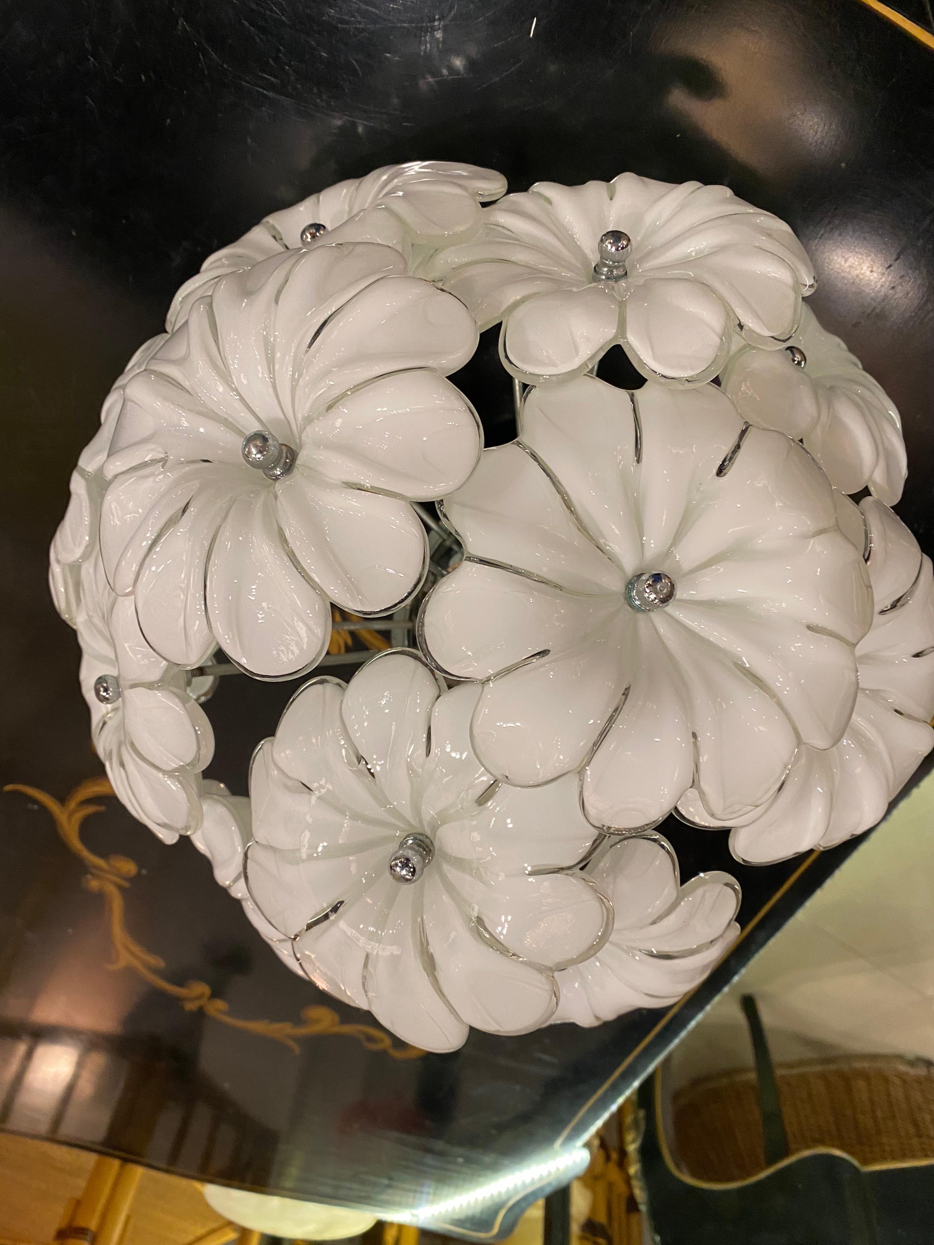 Vintage Murano Glass Flower Ceiling Flush Mount Chandelier 6
