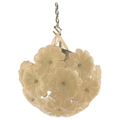 Vintage Murano Glass Flower Ceiling Flush Mount Chandelier