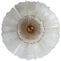 Vintage Murano Glass Flower Flush Mount Light with Murano Glass, 1970s