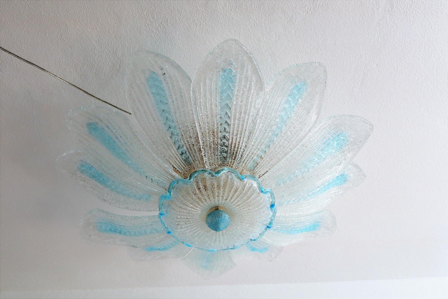 Vintage Murano Glass Flower Flush Mount or Ceiling Chandelier, 1970 4