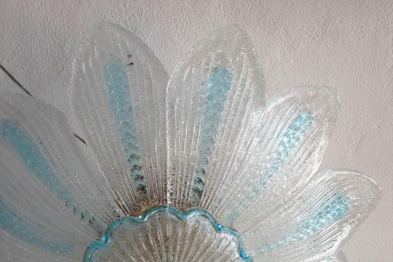 Late 20th Century Vintage Murano Glass Flower Flush Mount or Ceiling Chandelier, 1970