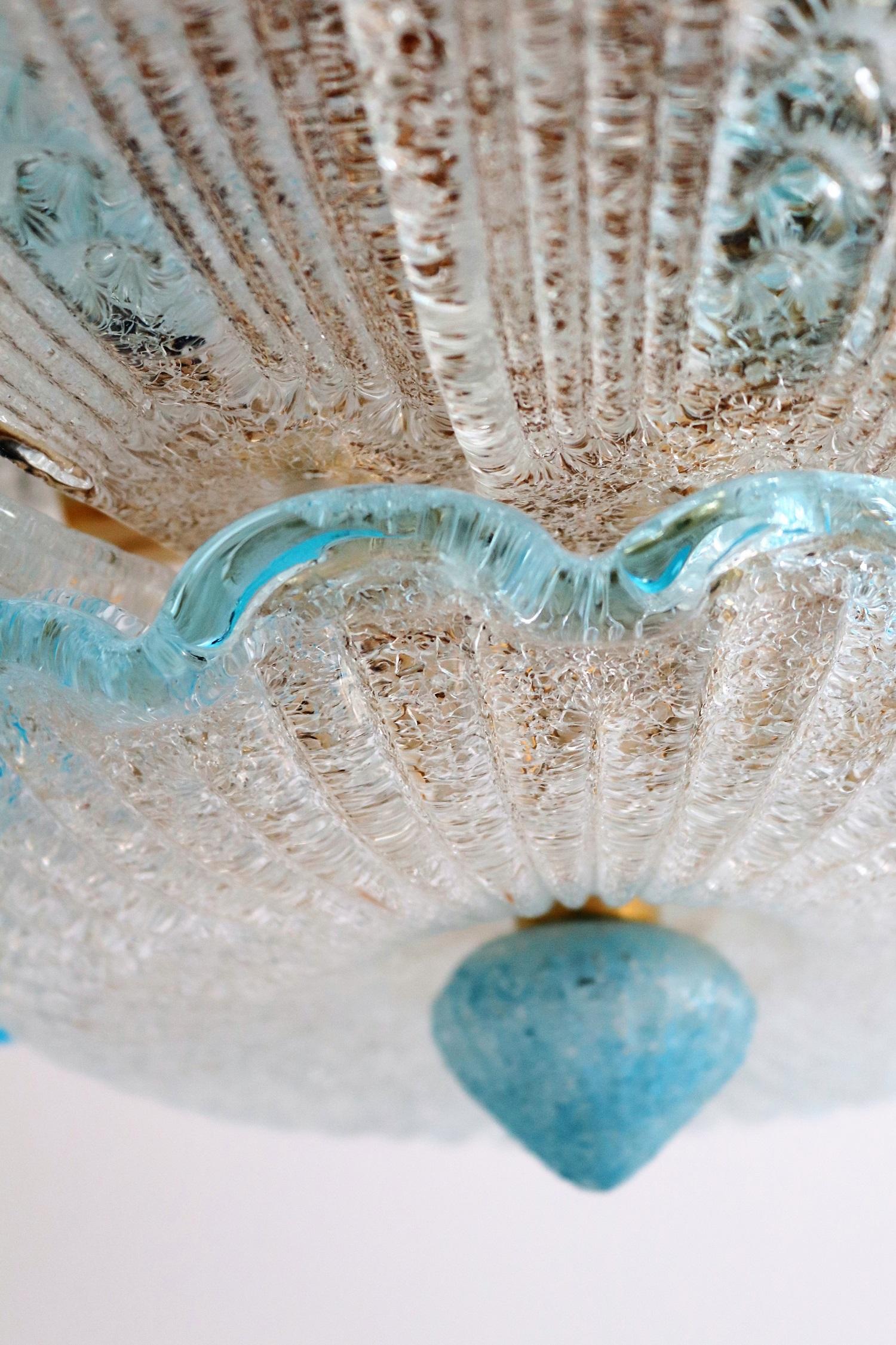 Vintage Murano Glass Flower Flush Mount or Ceiling Chandelier, 1970 (Messing)