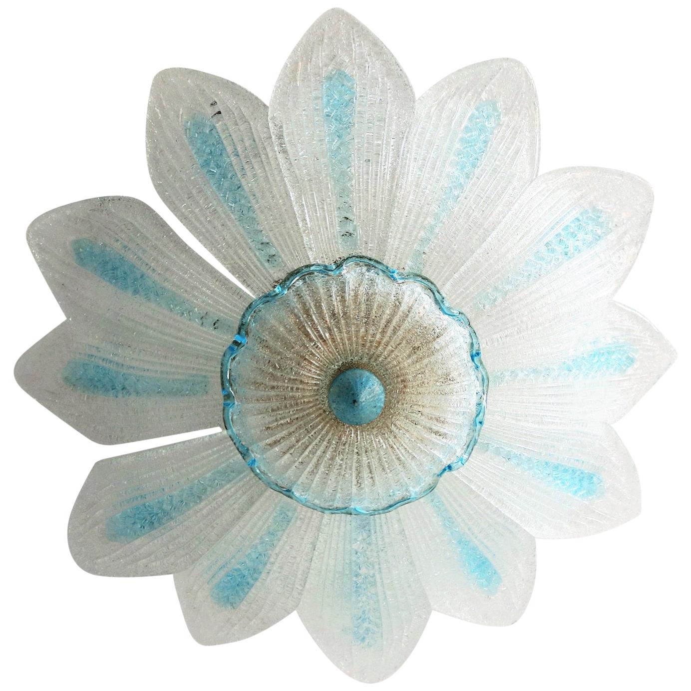 Vintage Murano Glass Flower Flush Mount or Ceiling Chandelier, 1970