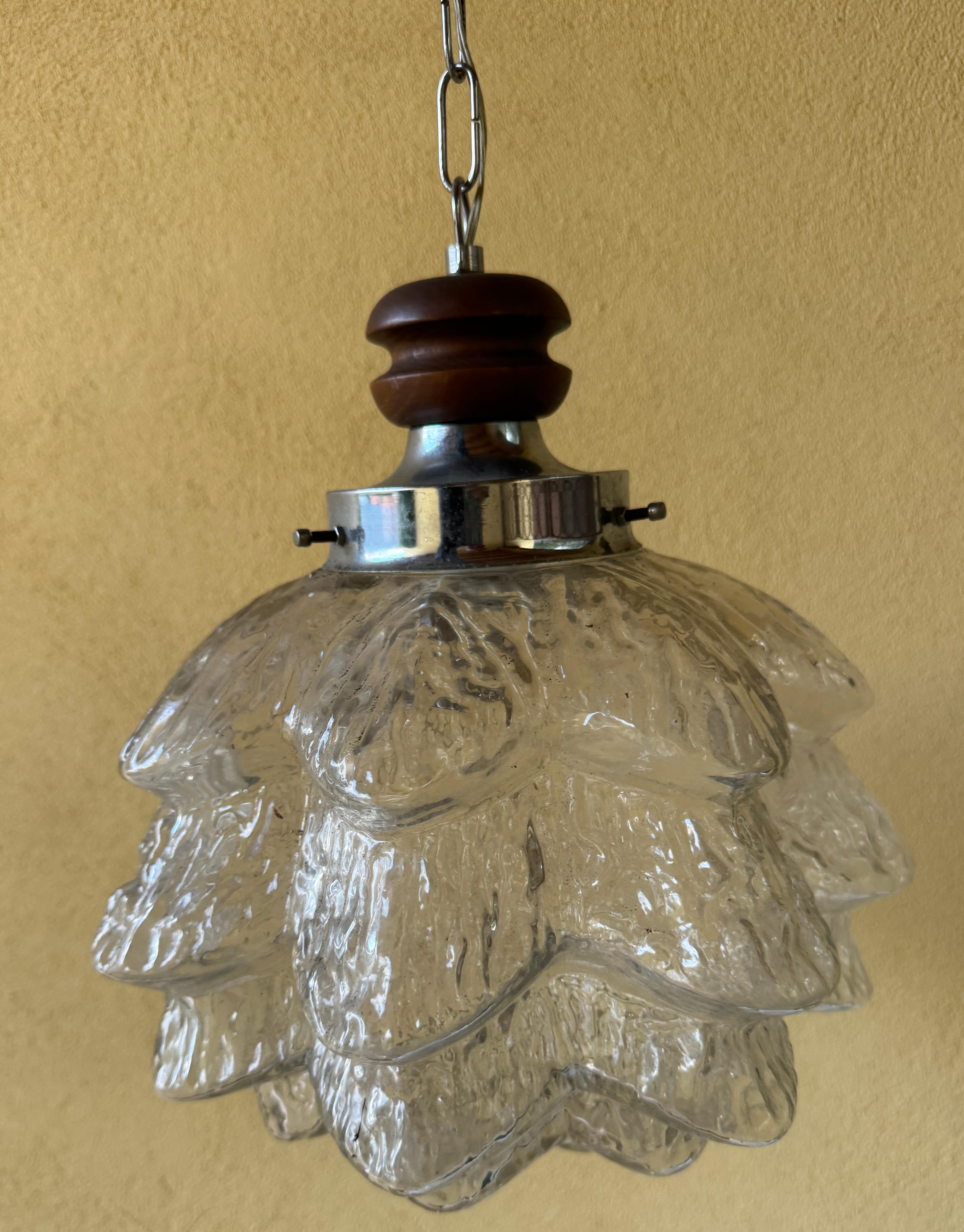 Ciondolo lampadario a fiore o carciofo in vetro di Murano, Italia 1960 in vendita 4