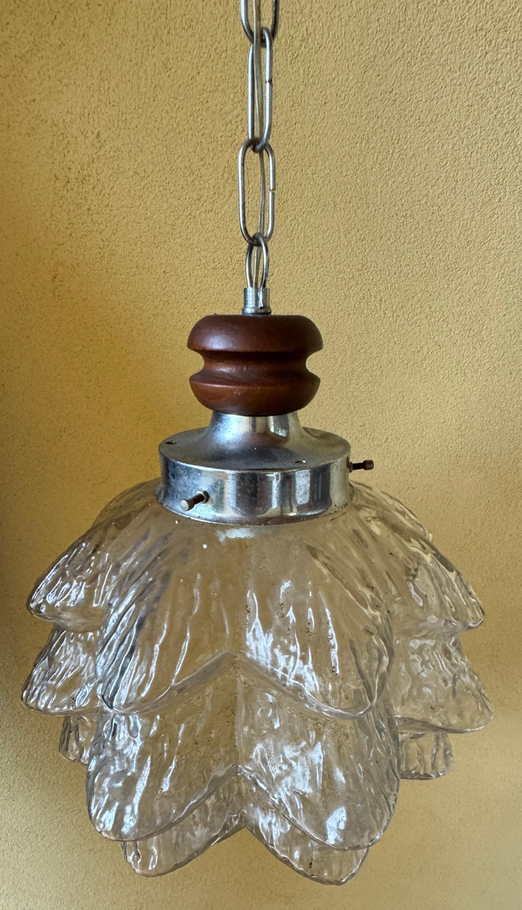 Ciondolo lampadario a fiore o carciofo in vetro di Murano, Italia 1960 in vendita 5
