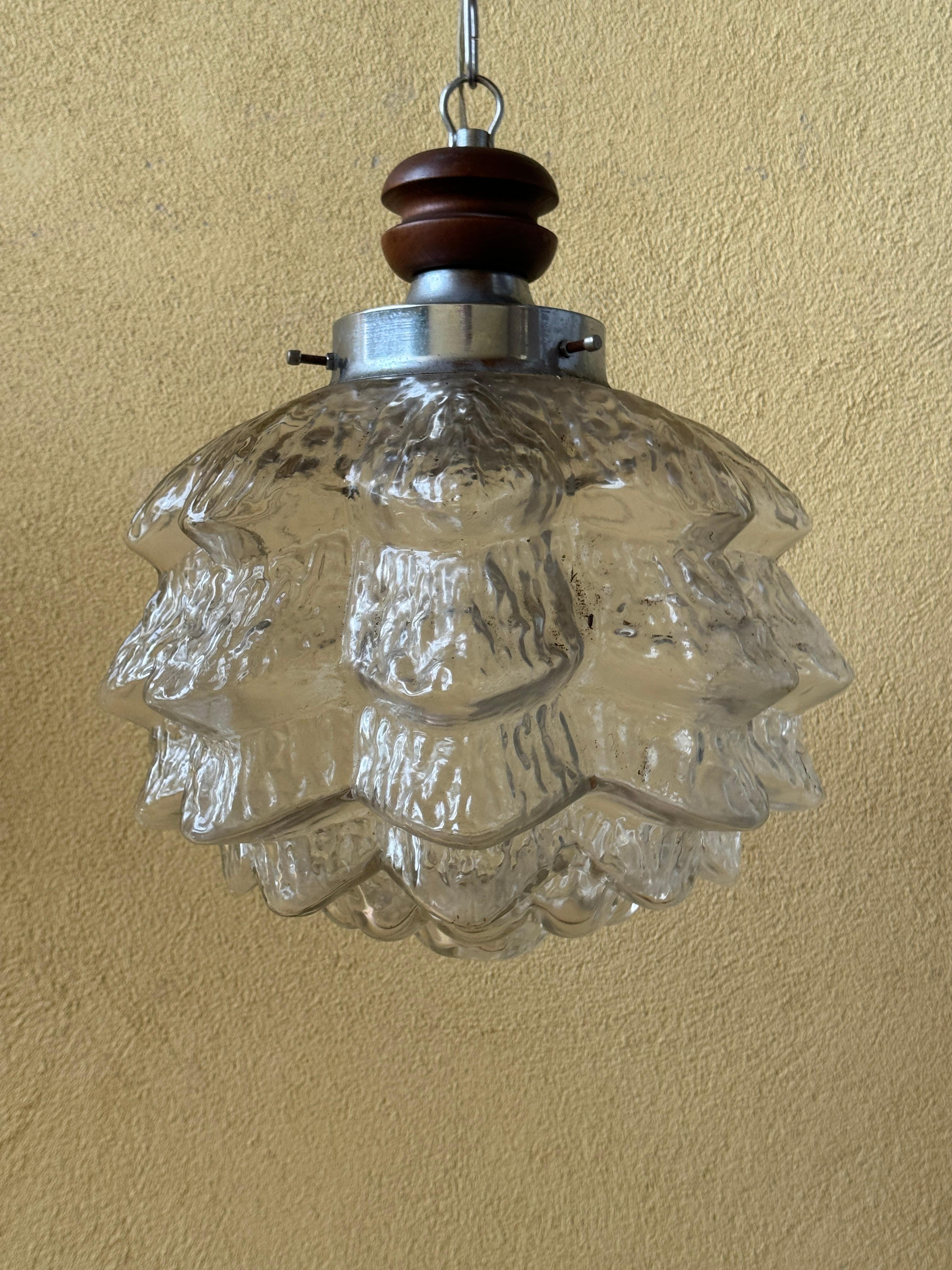 Ciondolo lampadario a fiore o carciofo in vetro di Murano, Italia 1960 in vendita 6