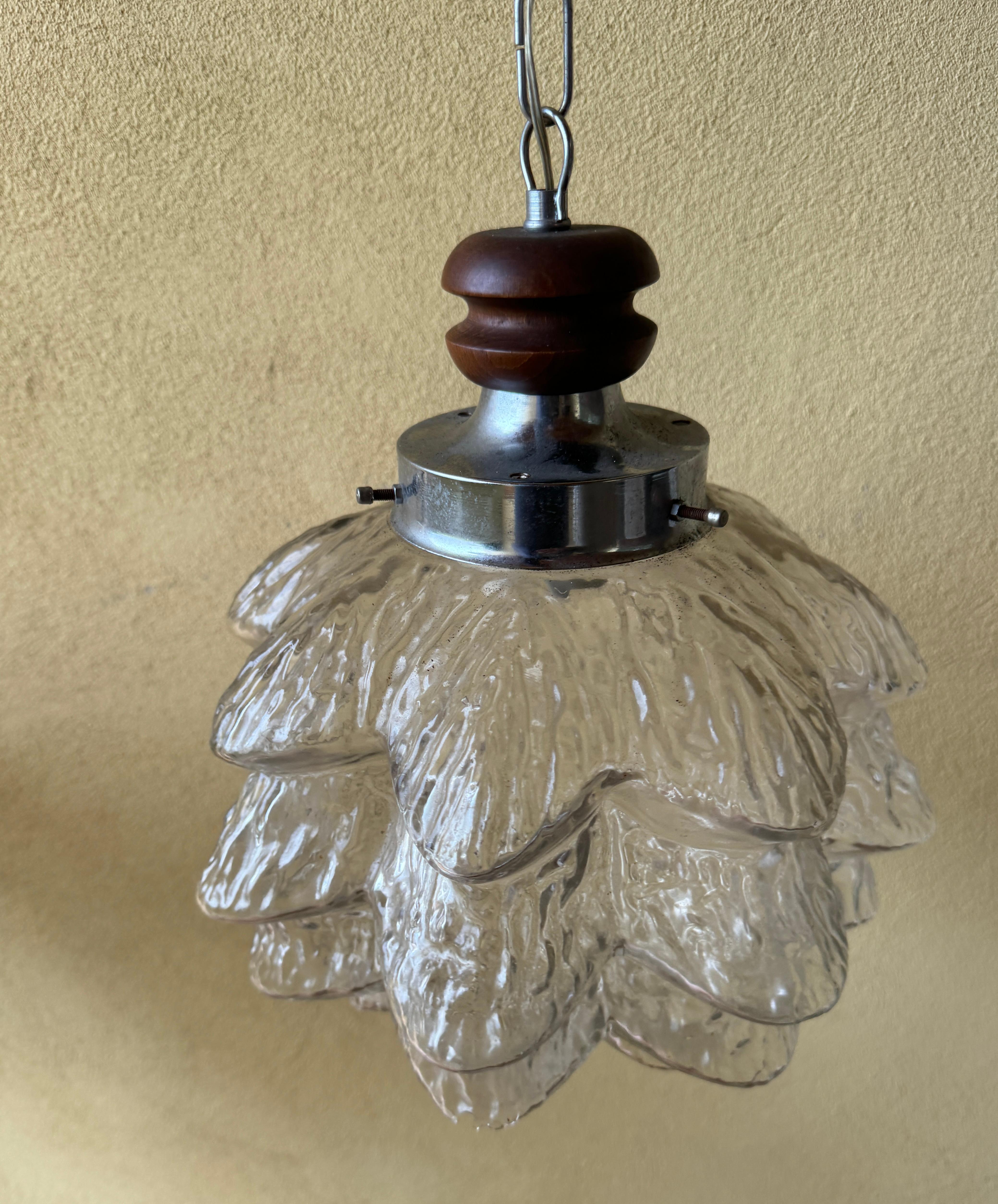 Ciondolo lampadario a fiore o carciofo in vetro di Murano, Italia 1960 in vendita 7