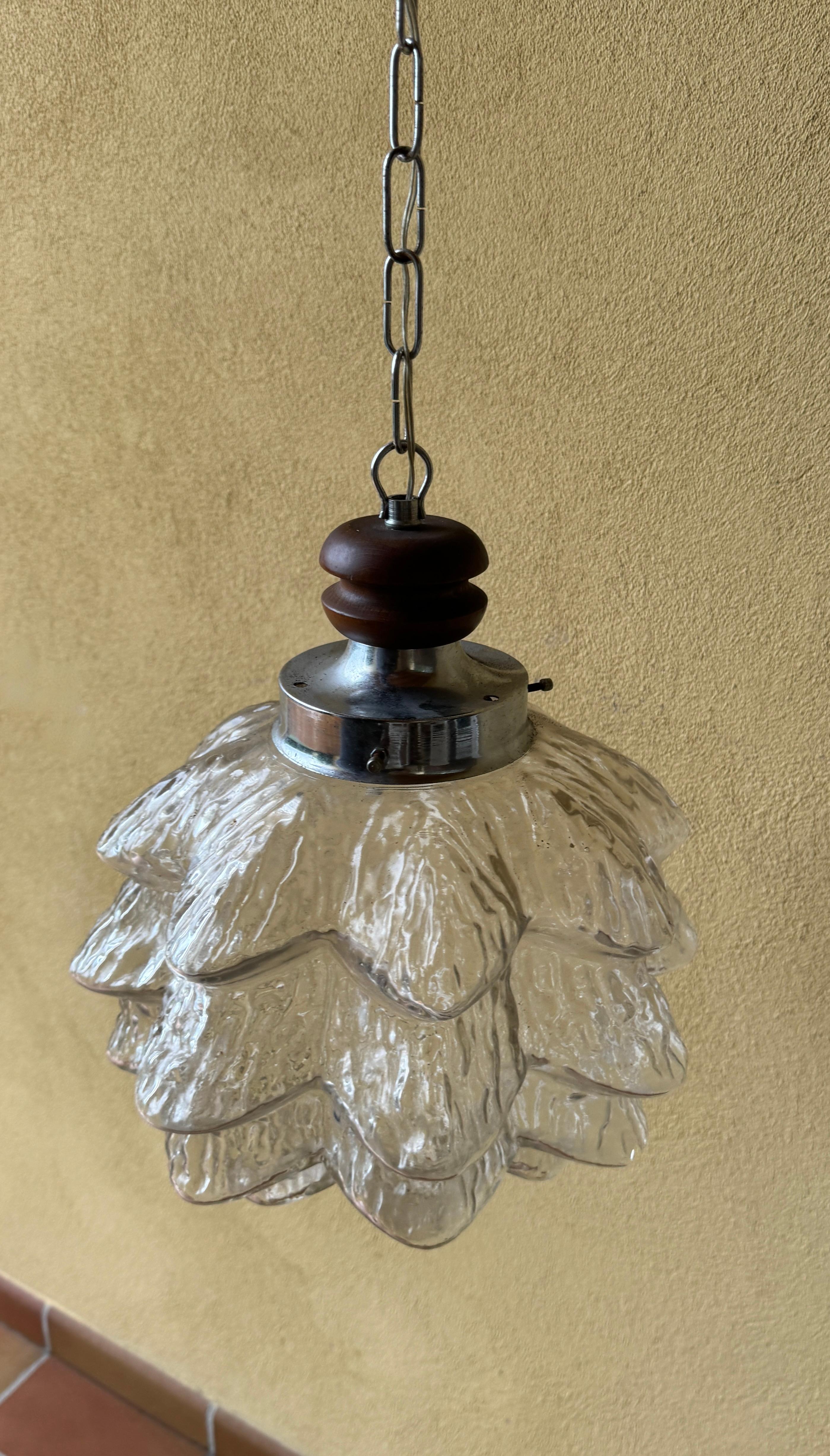 Ciondolo lampadario a fiore o carciofo in vetro di Murano, Italia 1960 in vendita 8