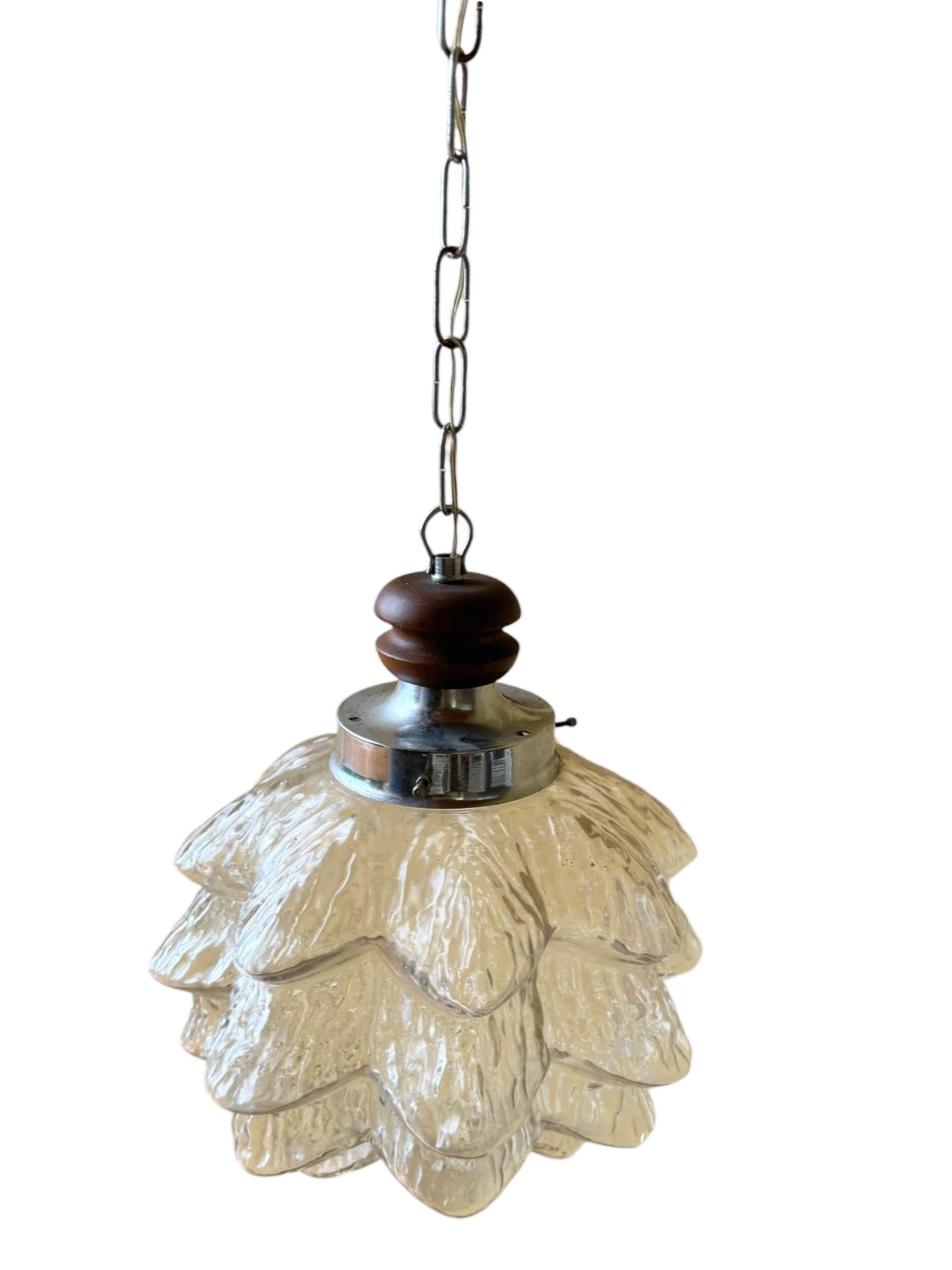 Ciondolo lampadario a fiore o carciofo in vetro di Murano, Italia 1960 in vendita 2