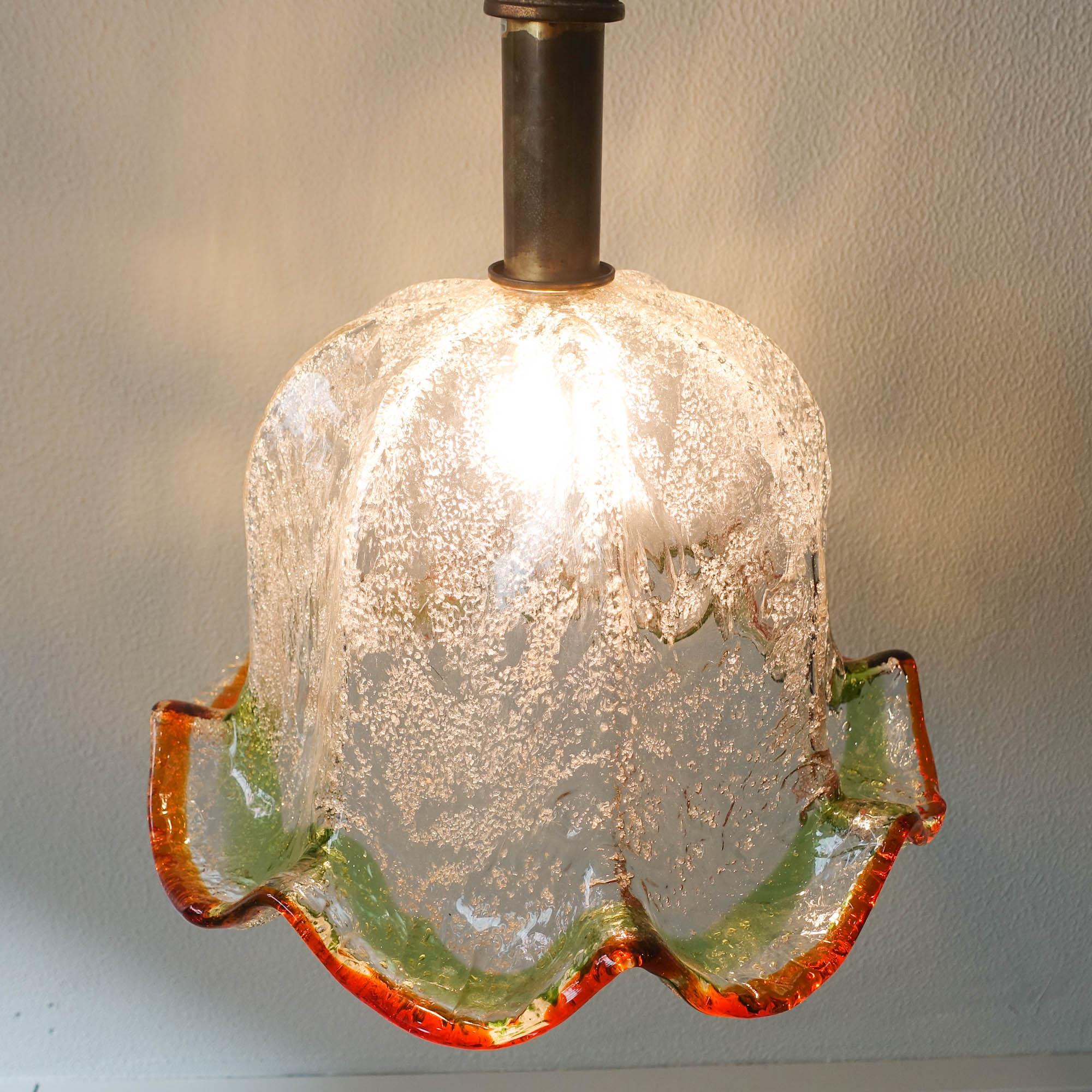 Vintage Murano Glass Flower Pendant Lamp by Carlo Nason for Mazzega, 1970's For Sale 6