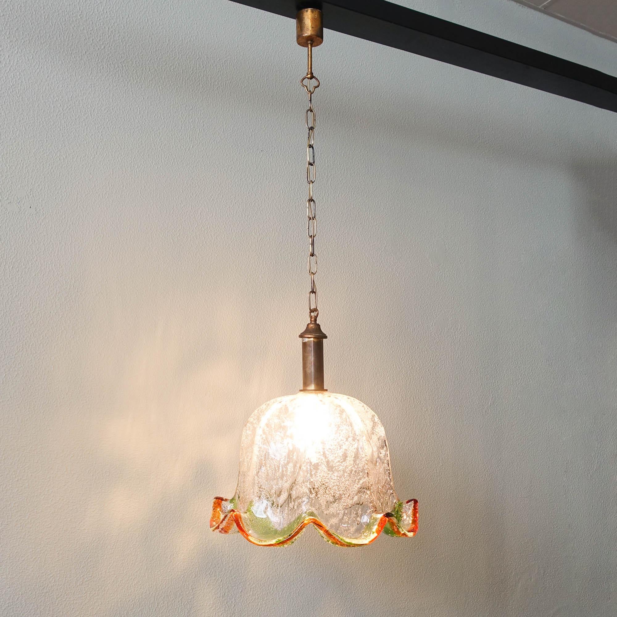 Vintage Murano Glass Flower Pendant Lamp by Carlo Nason for Mazzega, 1970's For Sale 9