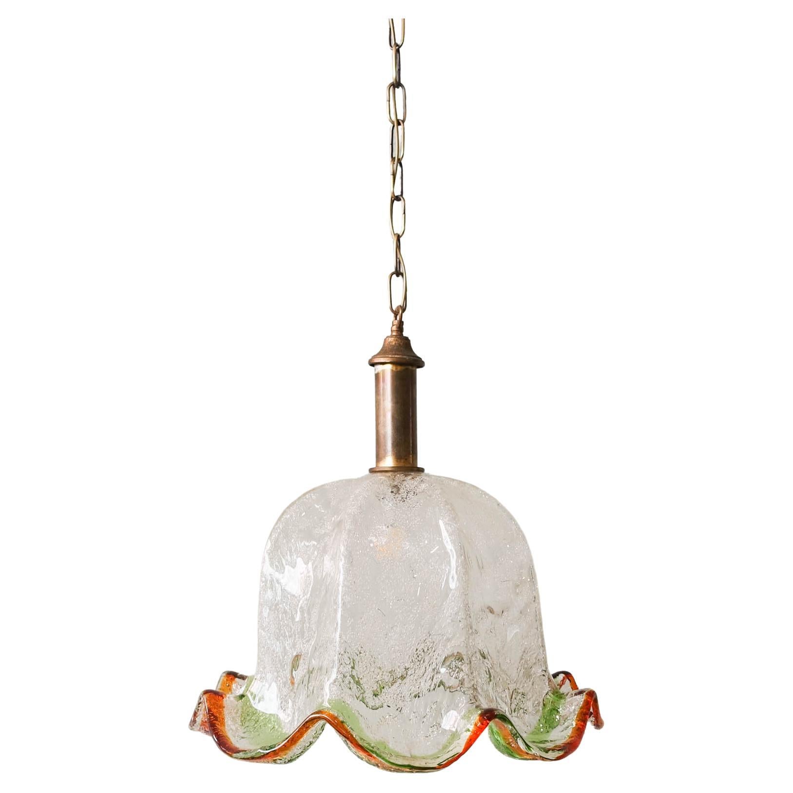 Lampe à suspension à fleurs vintage en verre de Murano par Carlo Nason pour Mazzega, années 1970 en vente