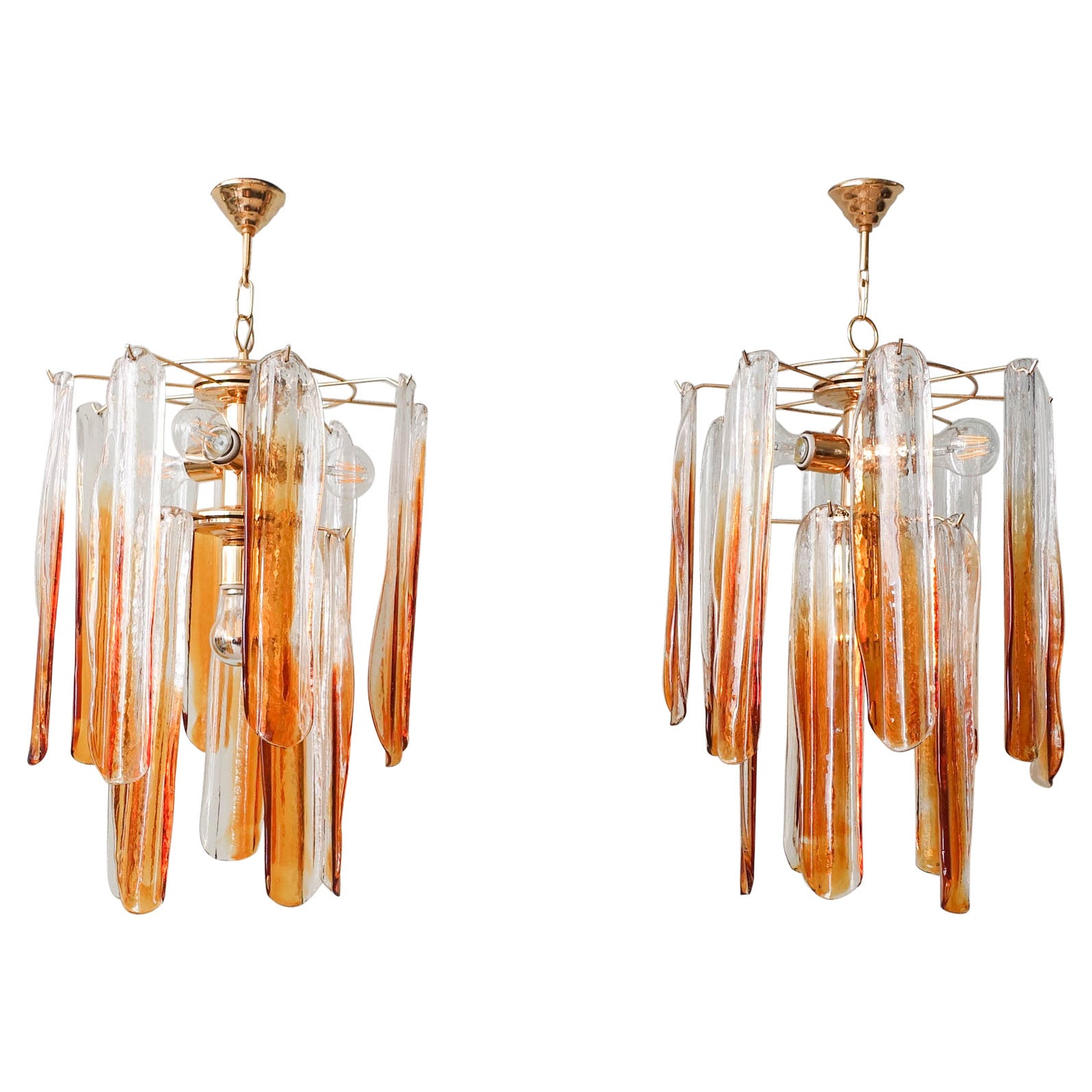 Vintage Murano Glass Flower Petal Pendant by Carlo Nason for Mazzega, 1970
s