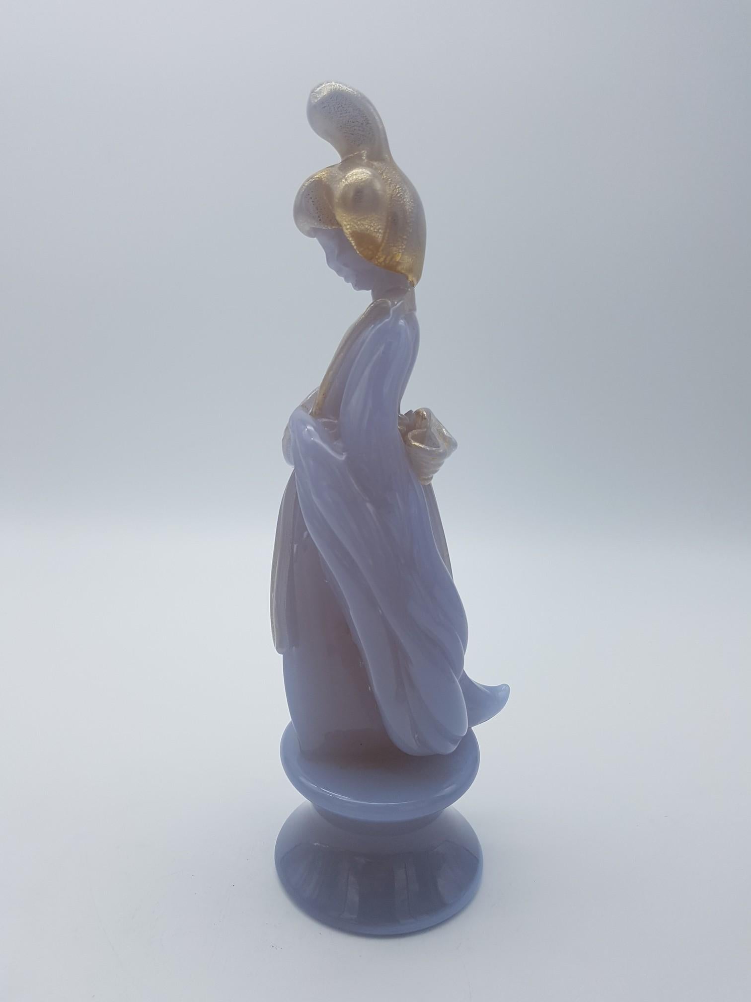Hand-Crafted Vintage Murano Glass Geisha Figurine by Ermanno Nason at Cenedese, Late 1960s For Sale