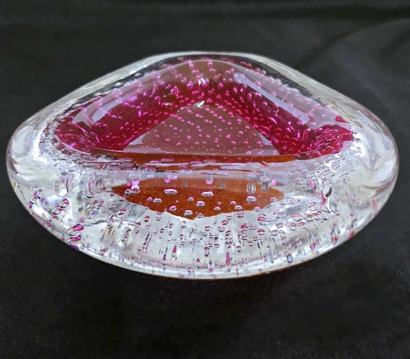 Italian Vintage Murano Glass Geode Bowl with Bullicante, by Archimede Seguso For Sale