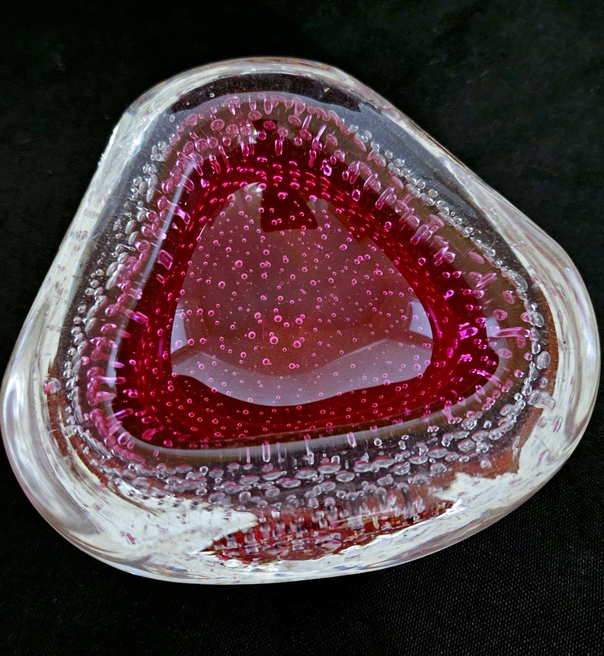 20th Century Vintage Murano Glass Geode Bowl with Bullicante, by Archimede Seguso For Sale