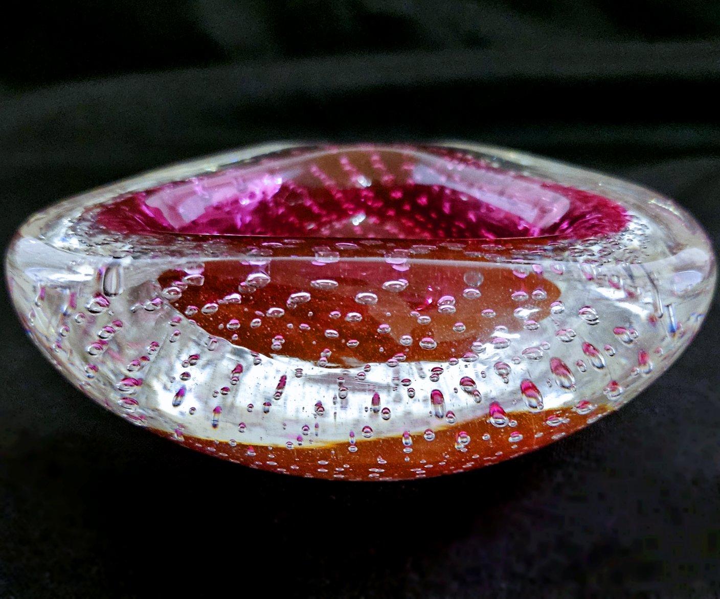 Vintage Murano Glass Geode Bowl with Bullicante, by Archimede Seguso For Sale 1