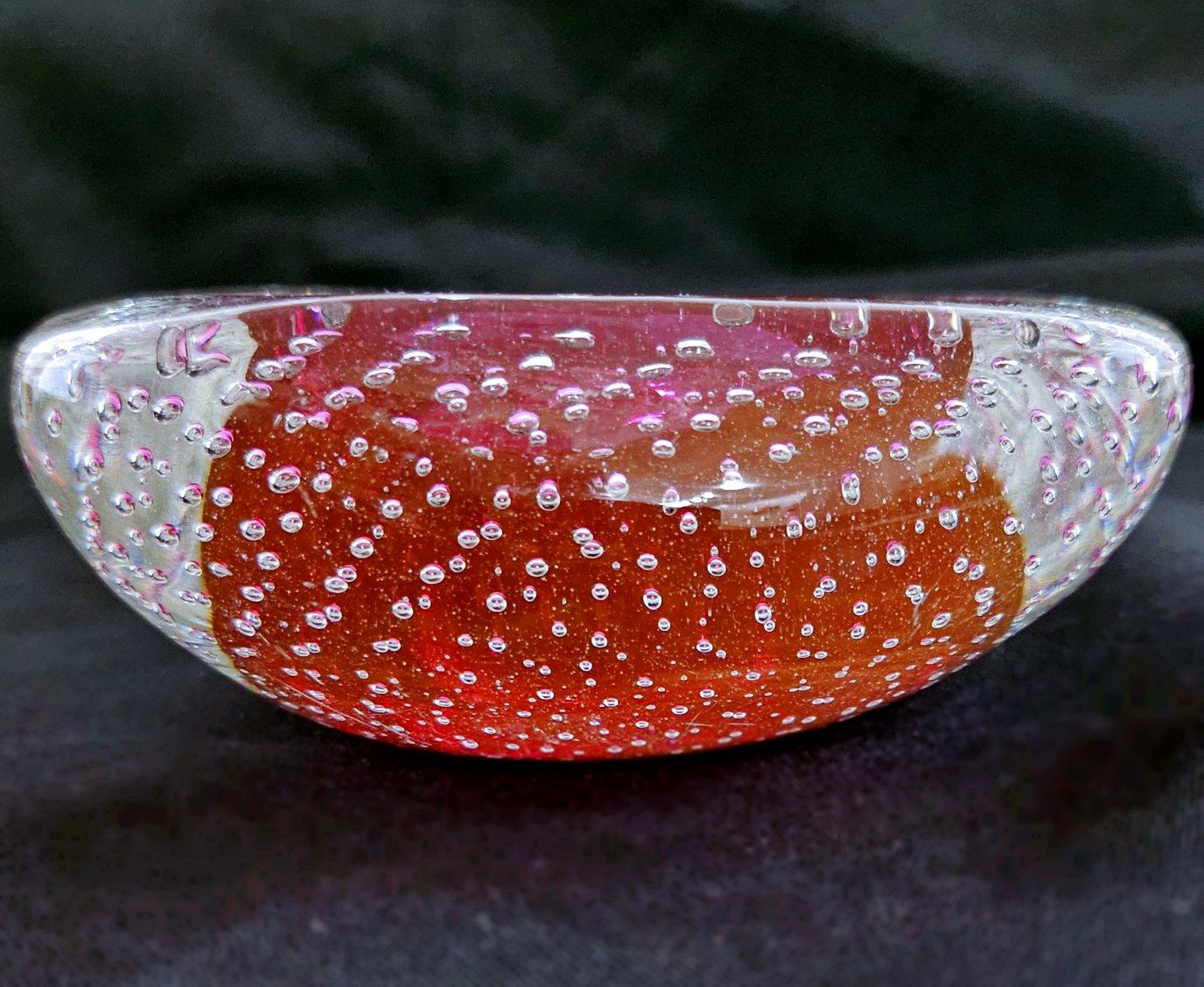 Vintage Murano Glass Geode Bowl with Bullicante, by Archimede Seguso For Sale 2
