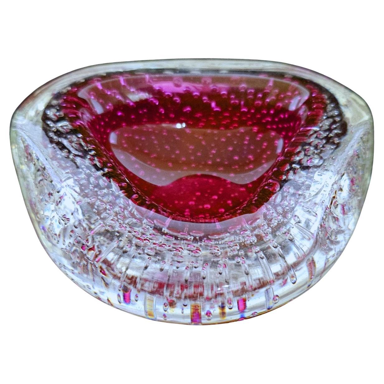 Vintage Murano Glas Geode Schale mit Bullicante, von Archimede Seguso im Angebot