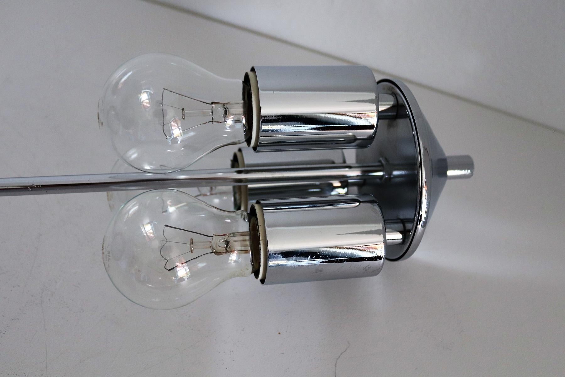 Italian Murano Glass Globe and Chrome Pendant Light, 1970s For Sale 10