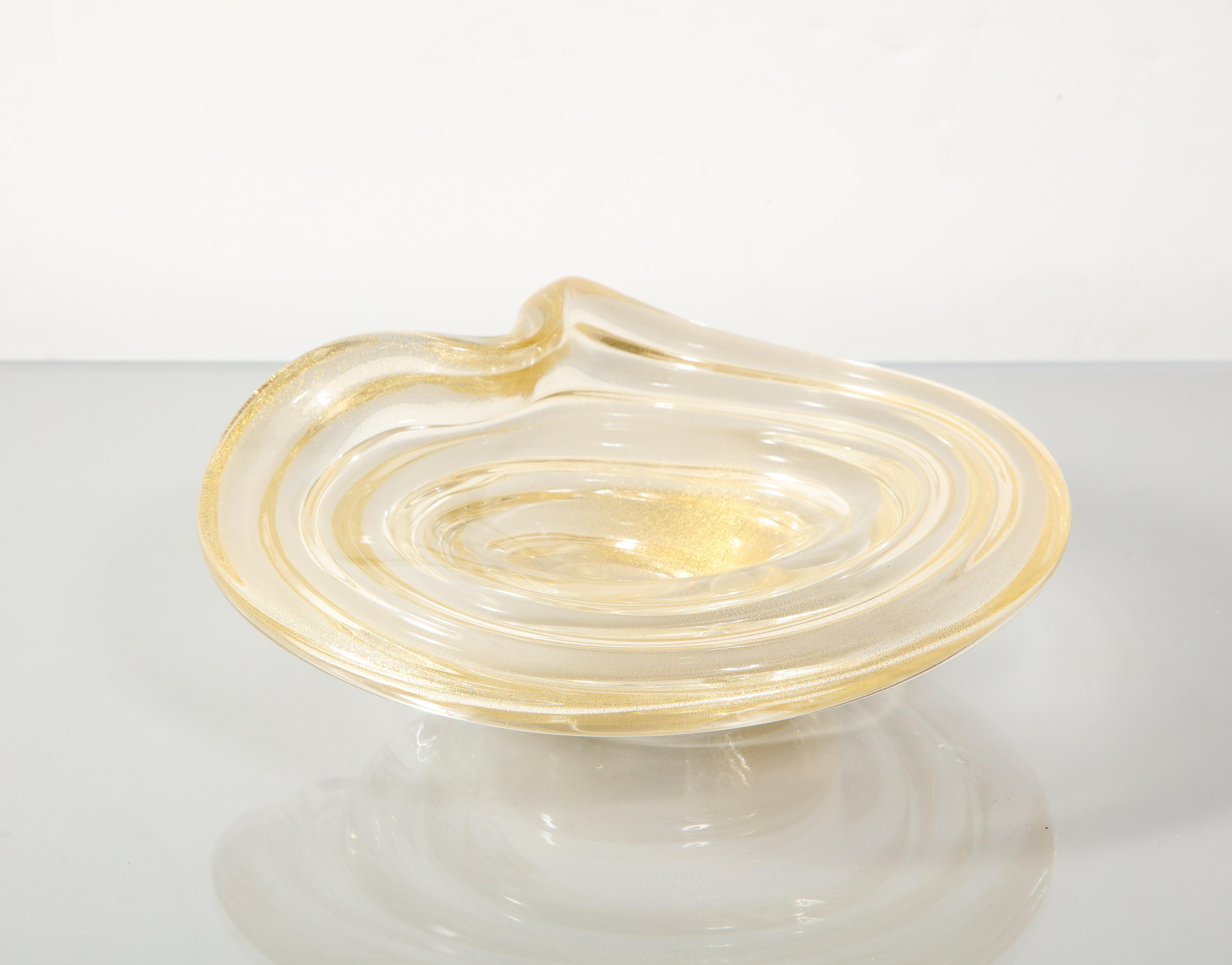 Vintage Murano Aventurine glass bowl with 24-Karat gold dust by Alberto Donà. 2 other designs are available.
