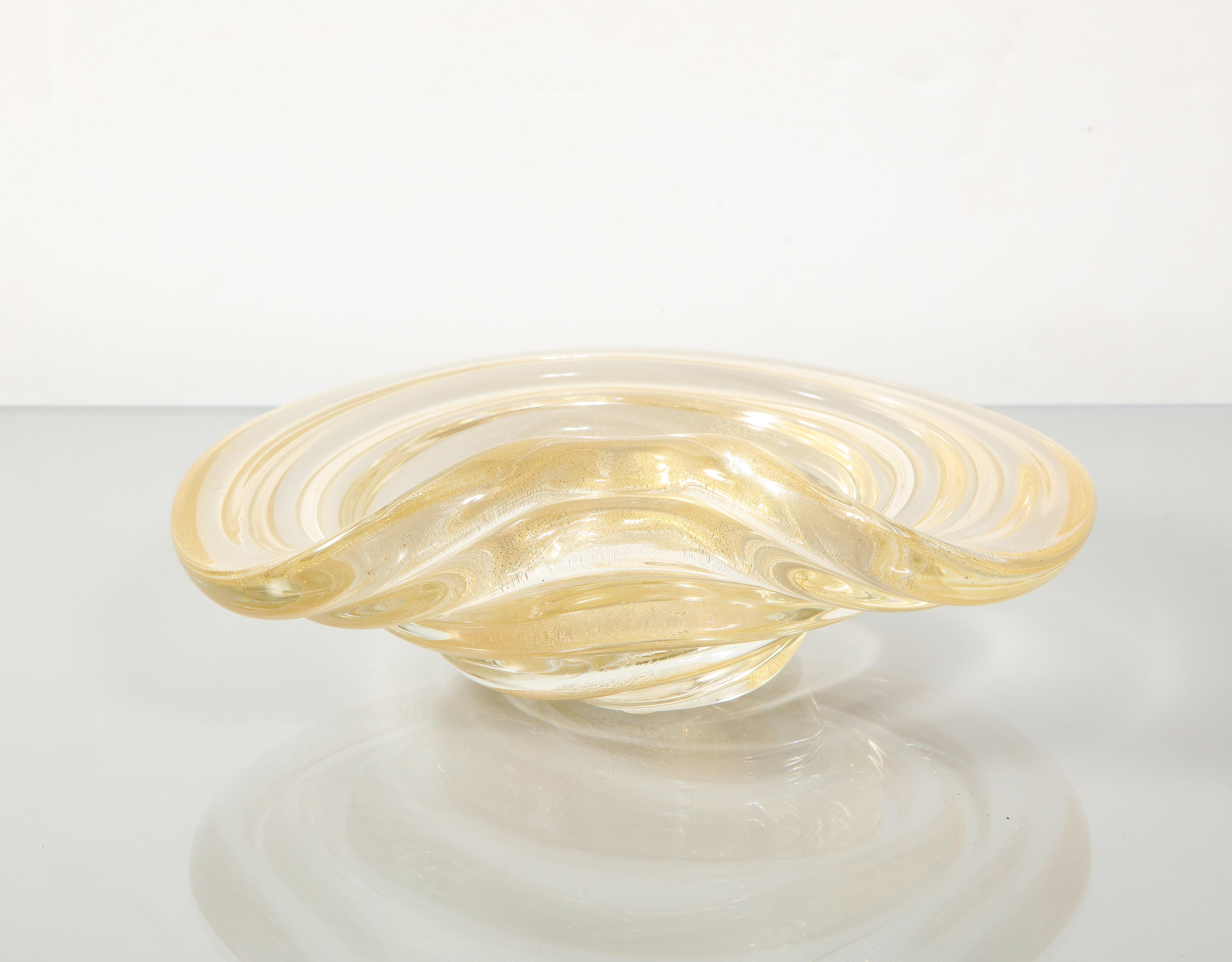 Italian Alberto Dona Murano Aventurina Glass Dish 1970's #3
