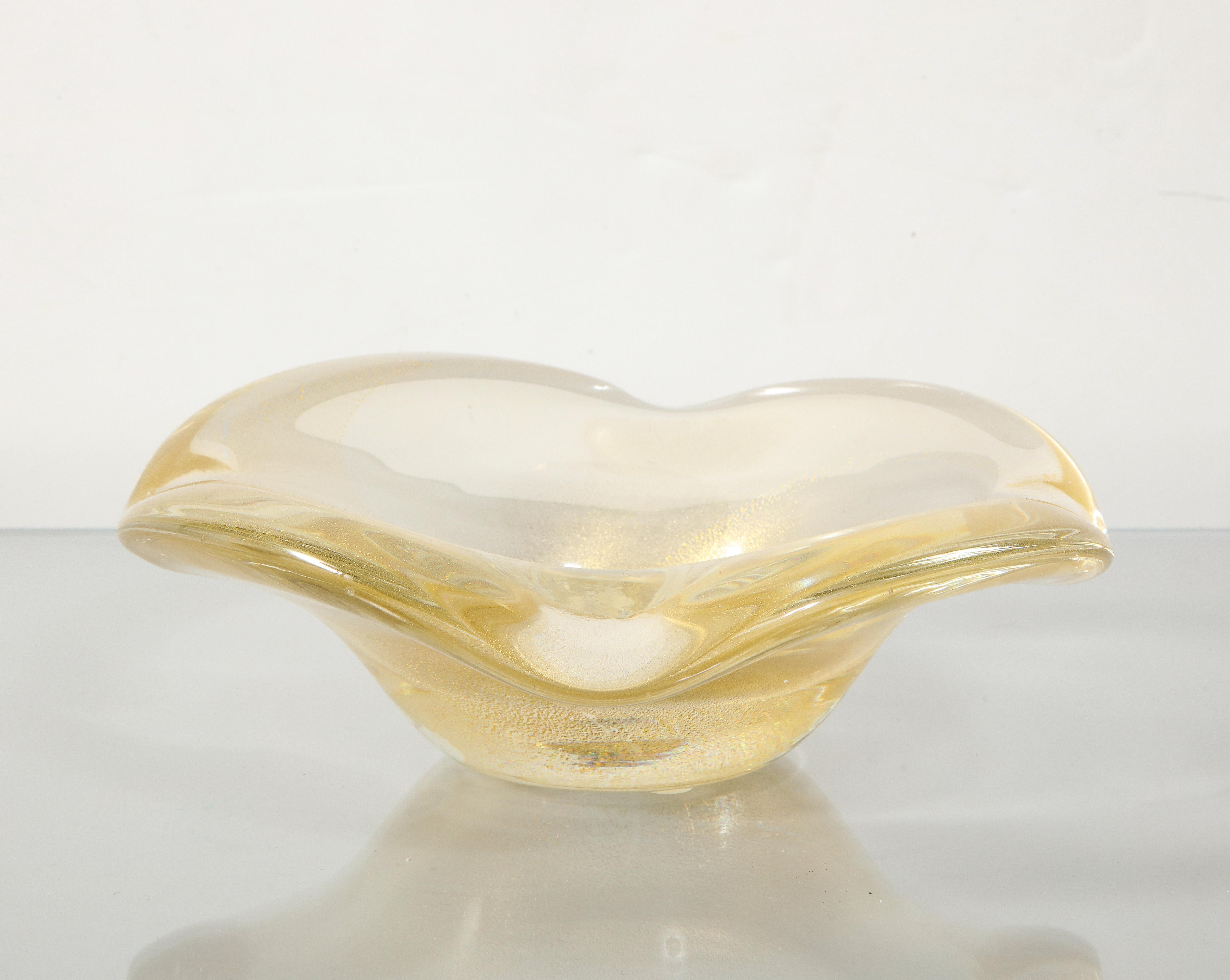 Italian Alberto Dona Murano Aventurina Glass Dish 1970's #1