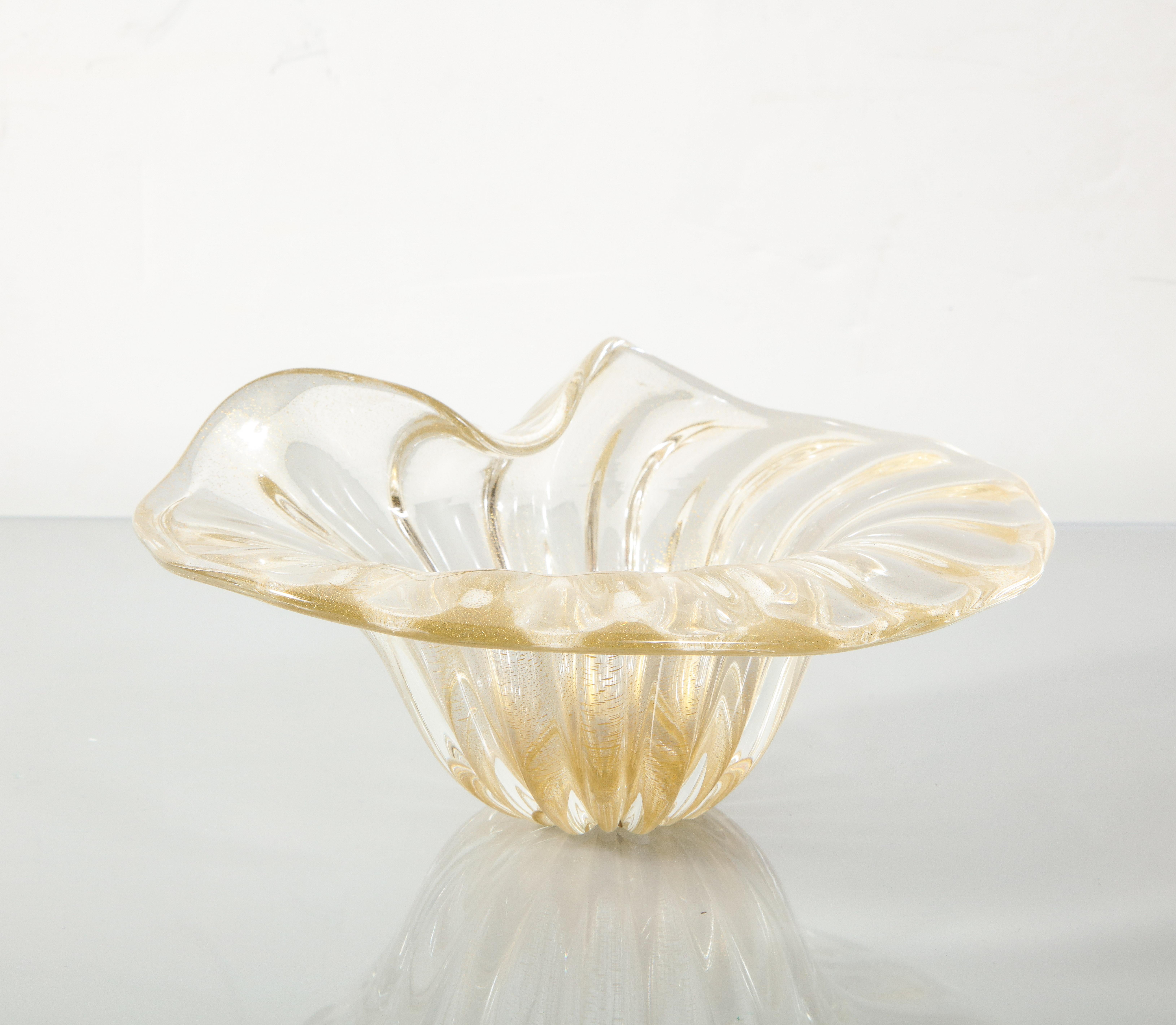 Vintage Murano Aventurine glass bowl with 24-Karat gold dust by Alberto Donà. 2 other designs are available.