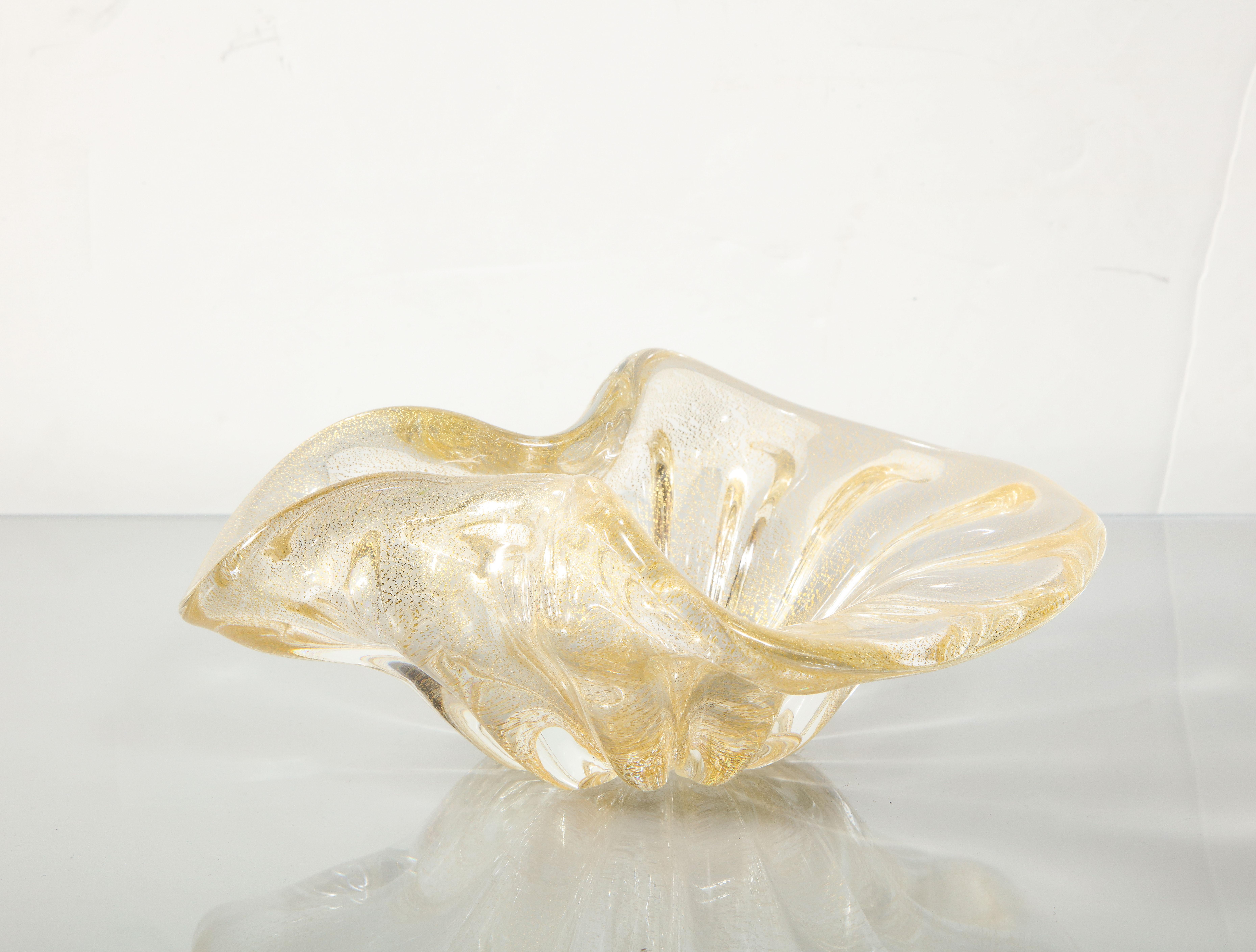 Mid-Century Modern Vintage Murano Glass Gold Dust Bowl #2